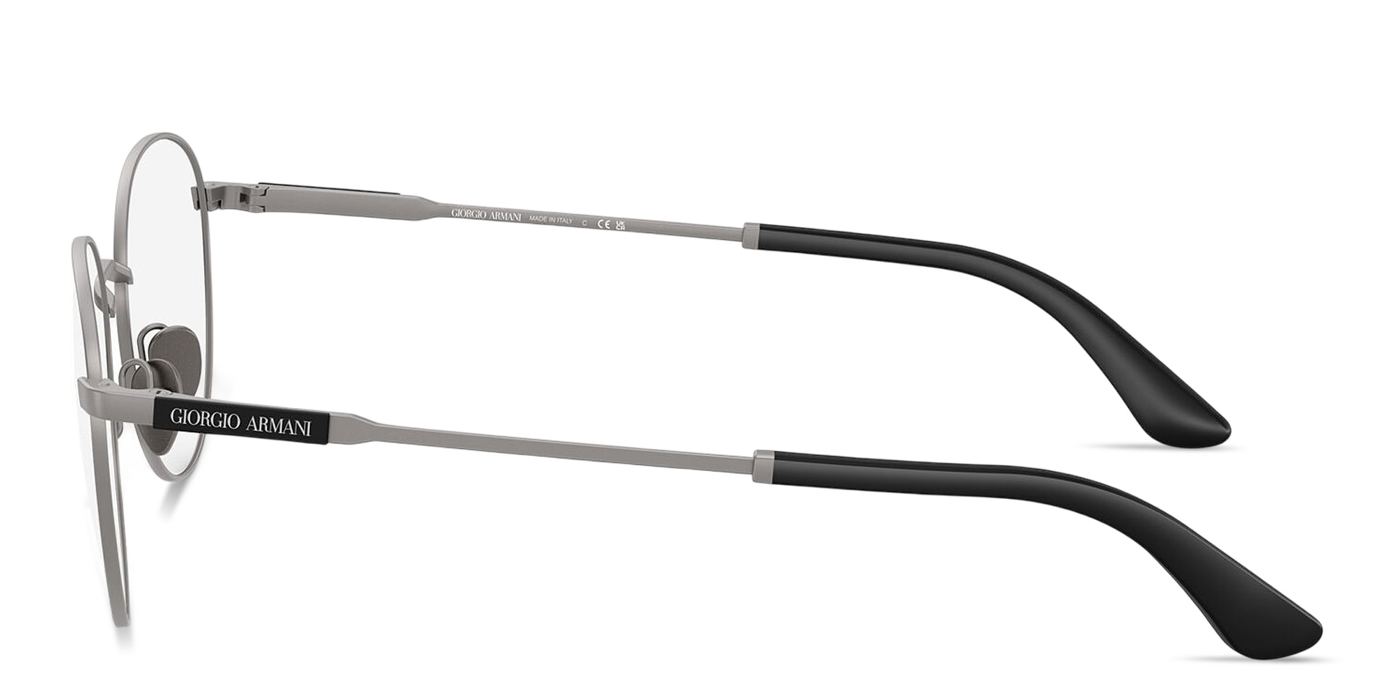 Shop GIORGIO ARMANI Logo Signature Panthos Eyeglasses in Matte Gunmetal online.