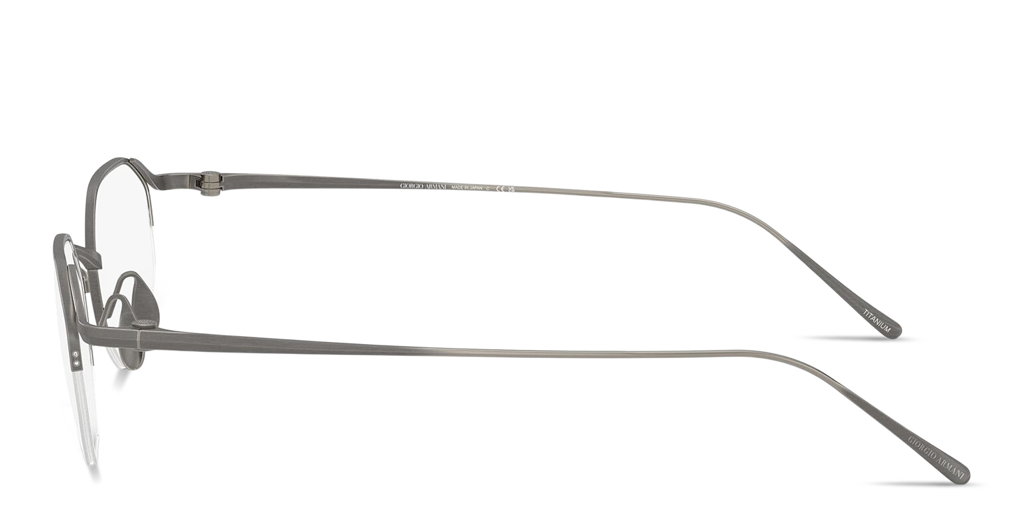 Shop GIORGIO ARMANI Logo Signature Half-Rim Irregular Eyeglasses in Matte Gunmetal online.