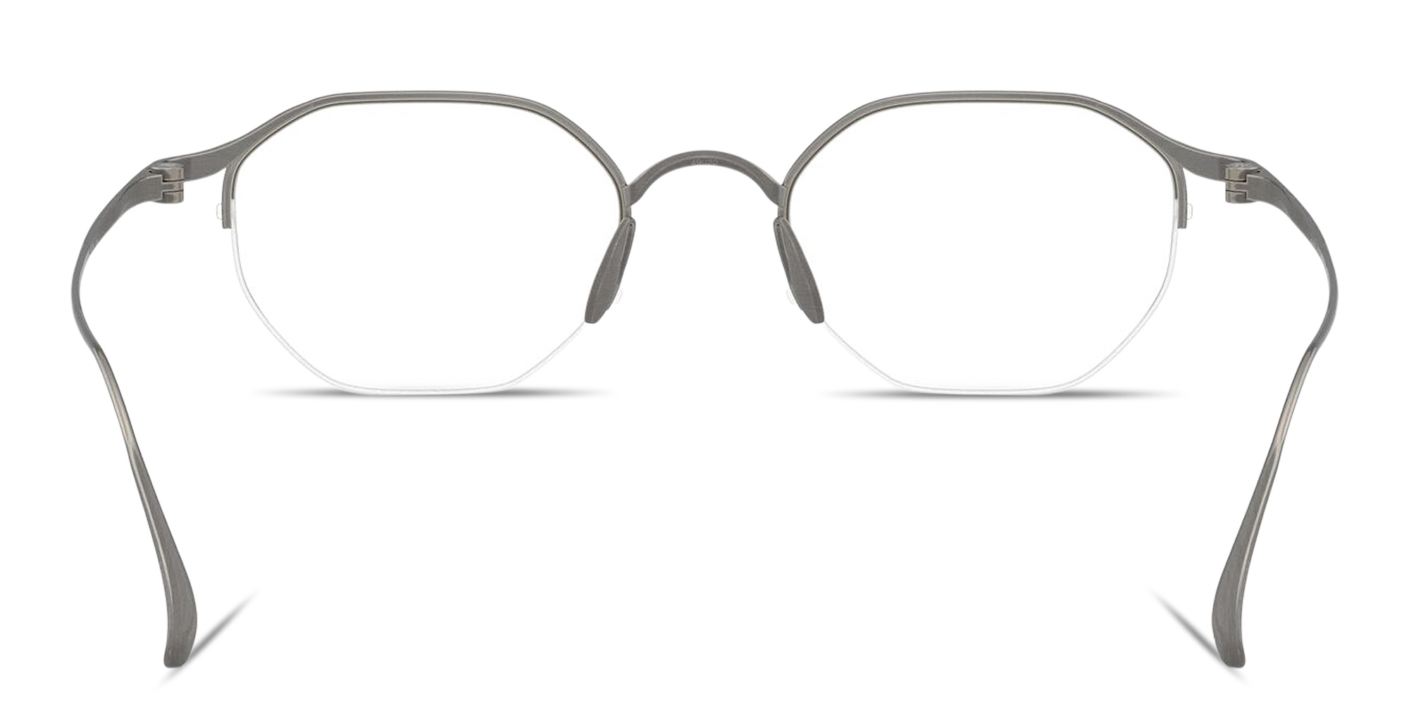 Shop GIORGIO ARMANI Logo Signature Half-Rim Irregular Eyeglasses in Matte Gunmetal online.