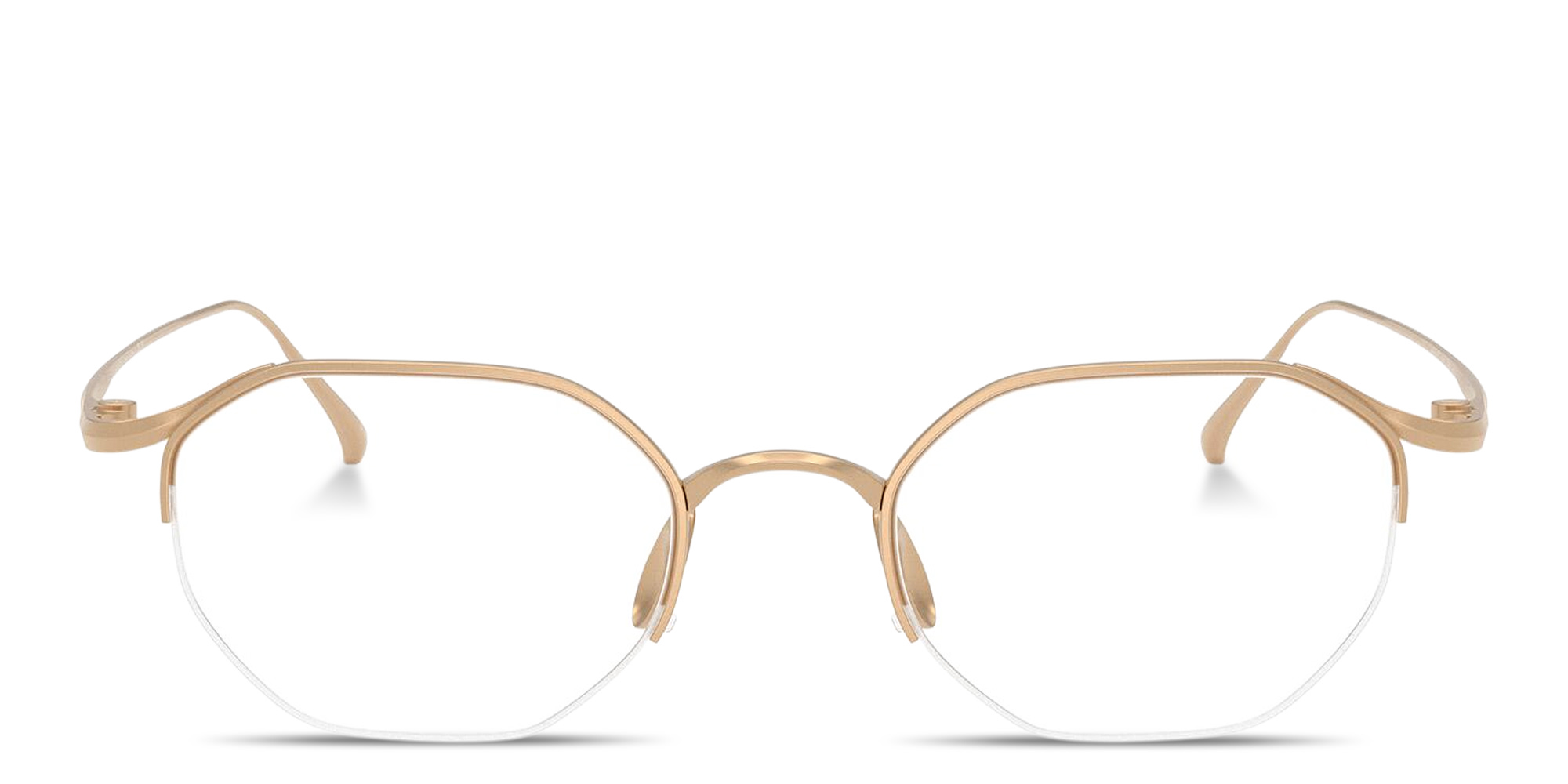 GIORGIO ARMANI Logo Signature Half-Rim Irregular Eyeglasses in Matte Gold – Product Photo 1