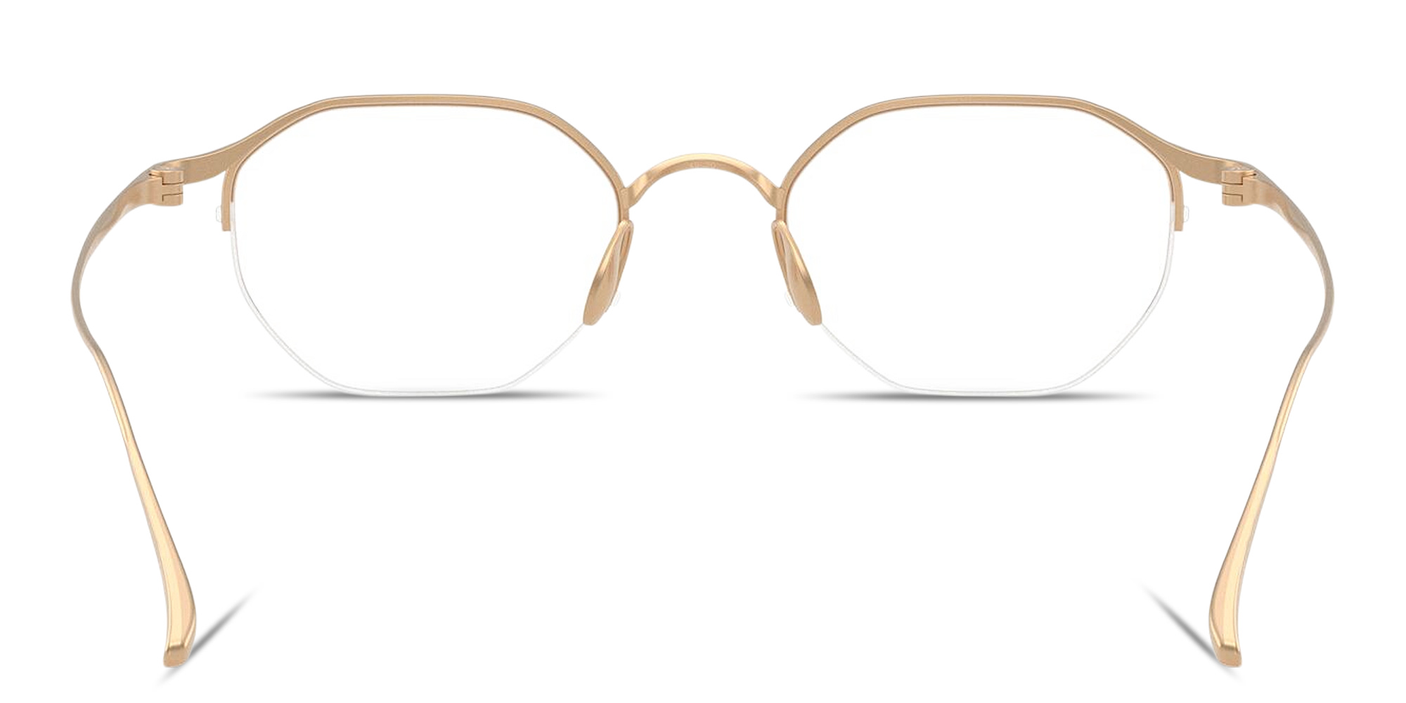 GIORGIO ARMANI Logo Signature Half-Rim Irregular Eyeglasses in Matte Gold – Product Photo 4
