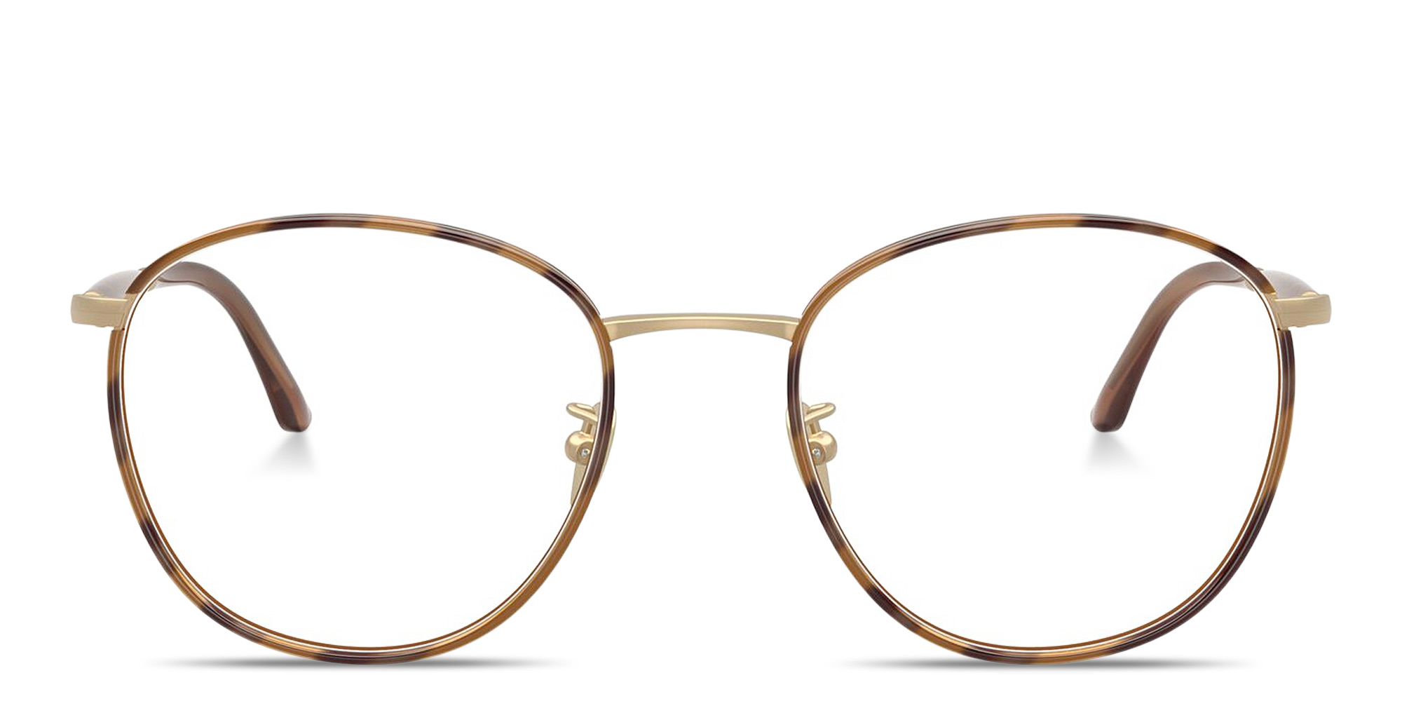 Shop GIORGIO ARMANI Logo Signature Panthos Eyeglasses in Gold online.