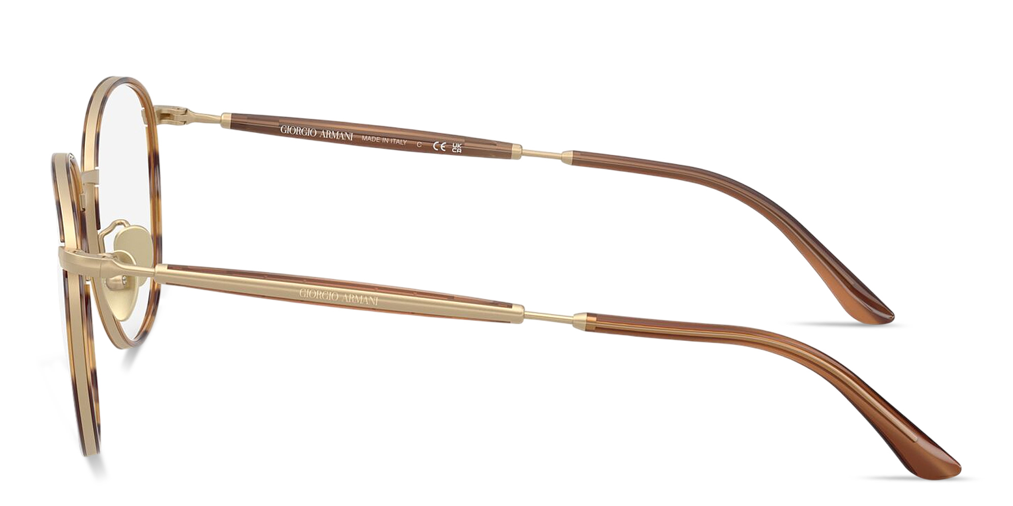 Shop GIORGIO ARMANI Logo Signature Panthos Eyeglasses in Gold online.
