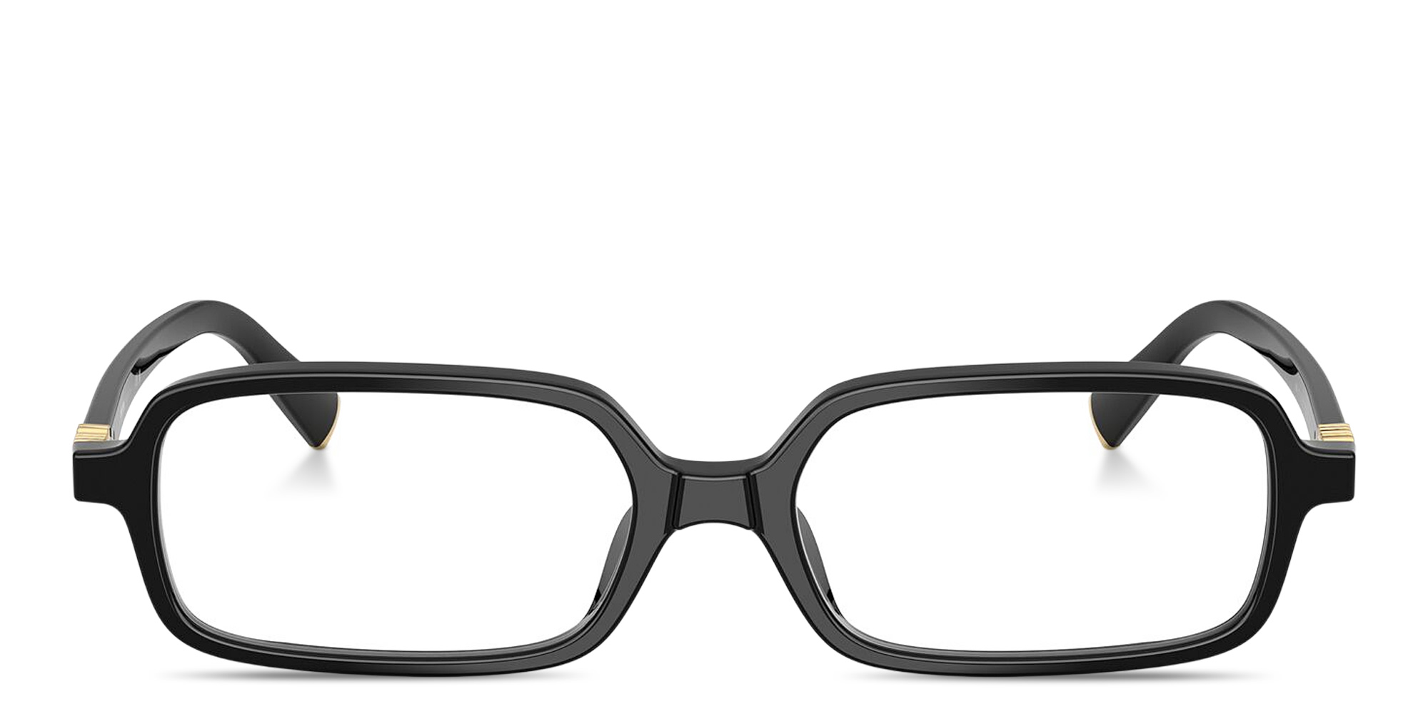 Shop MIU MIU Vertical Logo Rectangle Eyeglasses in Black online.