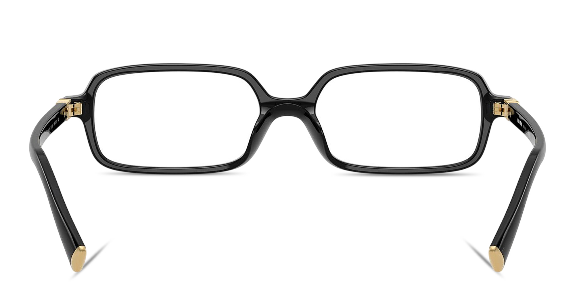 Shop MIU MIU Vertical Logo Rectangle Eyeglasses in Black online.