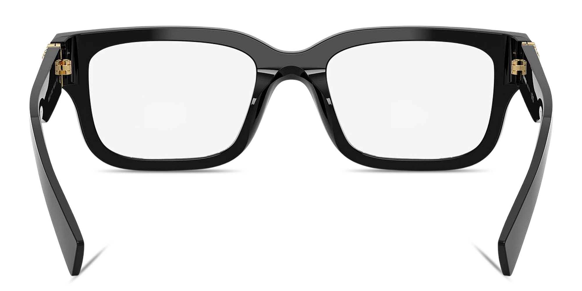 Shop MIU MIU Vertical Logo Square Eyeglasses in Black online.