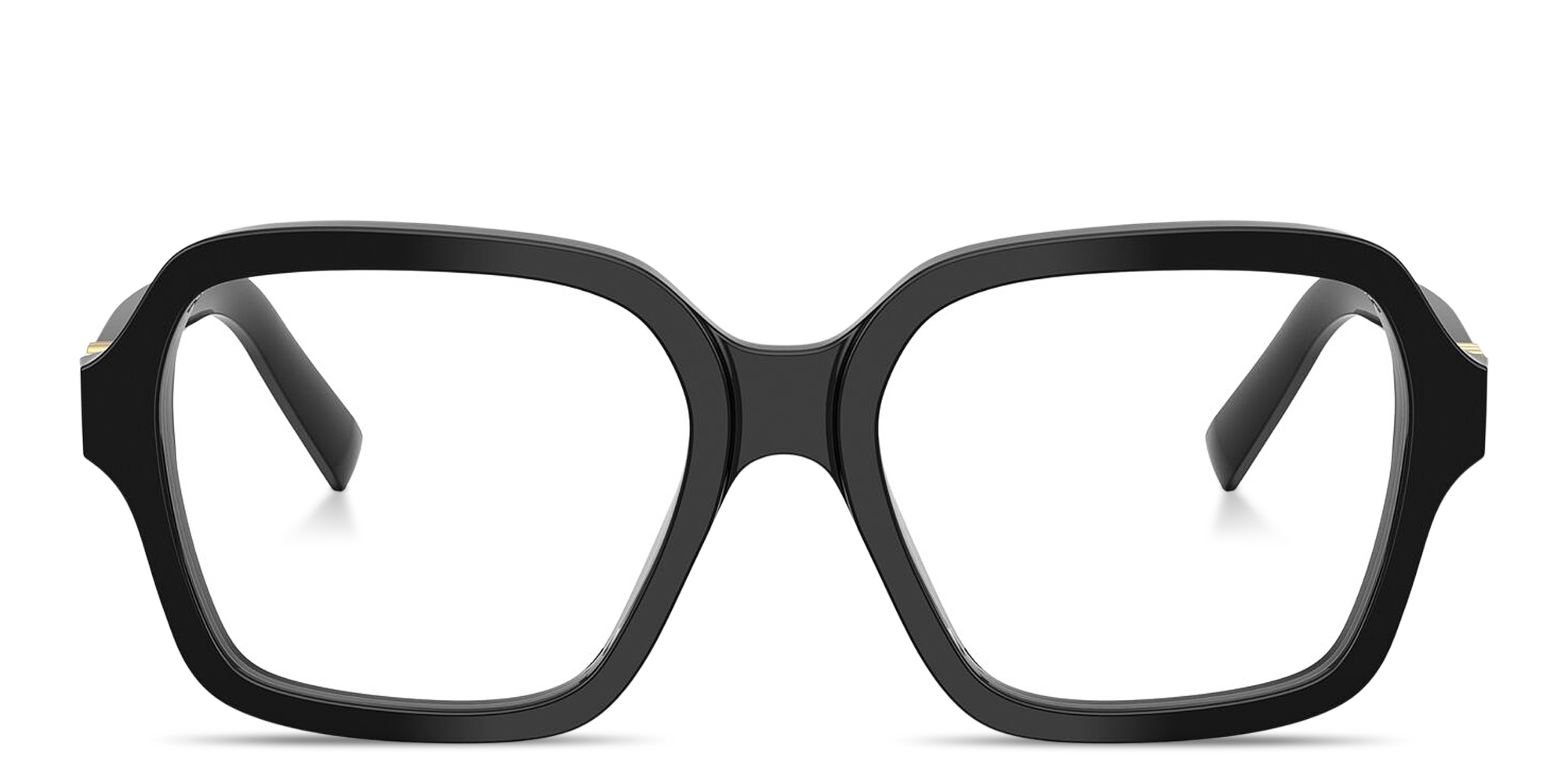 Shop MIU MIU Vertical Logo Oversized Square Eyeglasses in Black online.