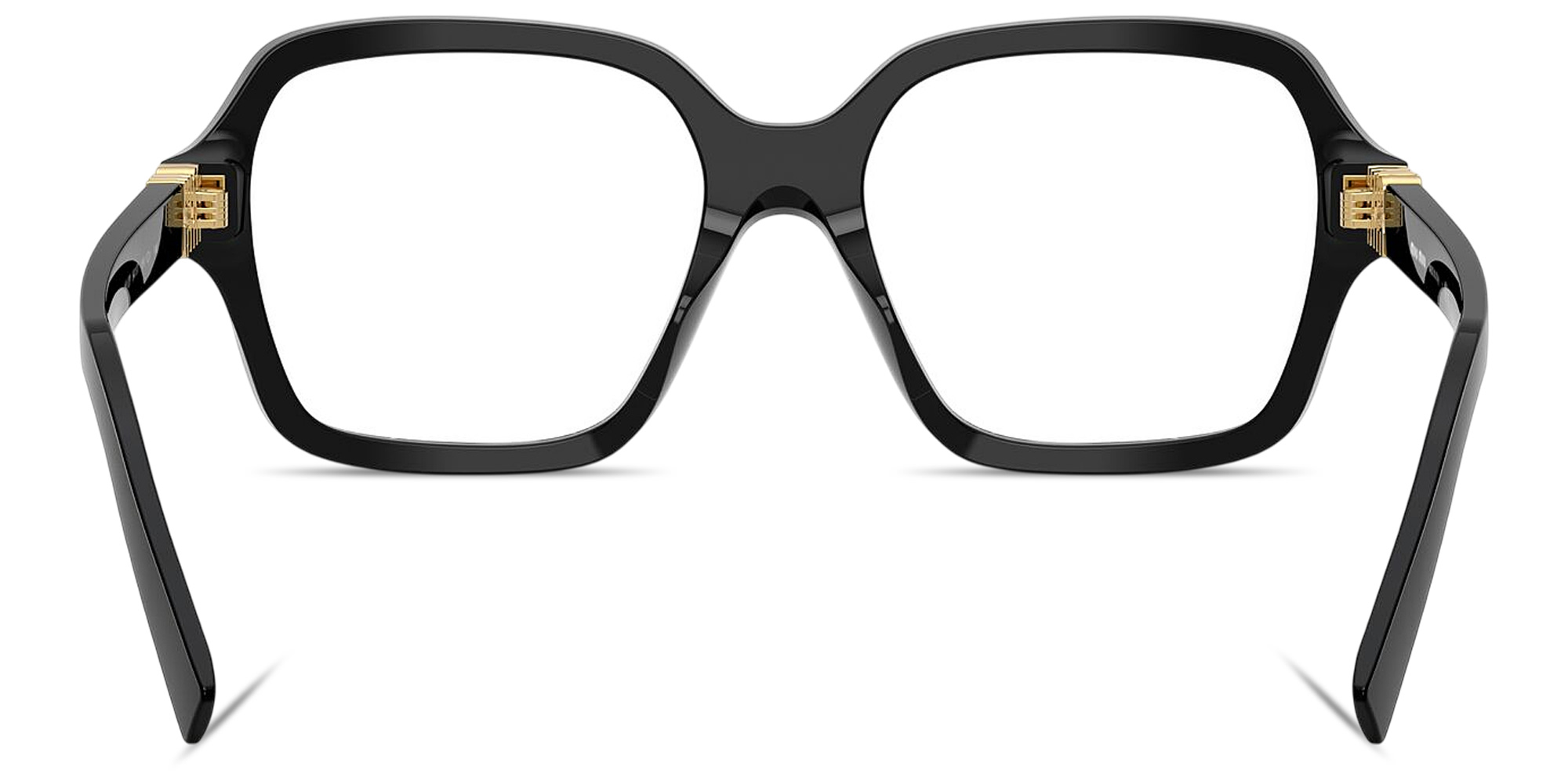 Shop MIU MIU Vertical Logo Oversized Square Eyeglasses in Black online.