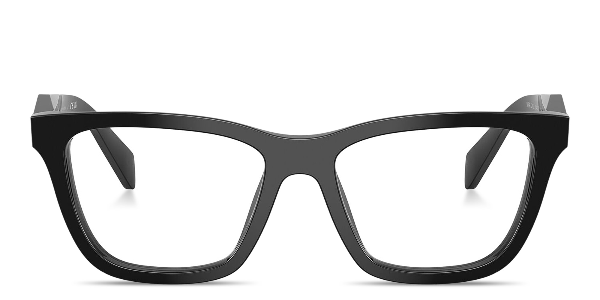 Shop PRADA Logo Signature Butterfly Eyeglasses in Black online.