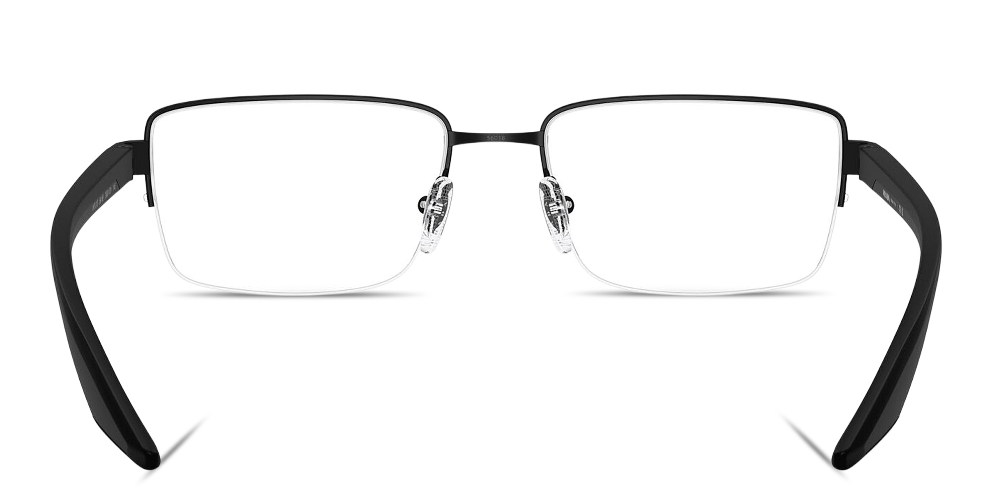 Shop Prada Linea Rossa Logo Signature Half-Rim Pillow Eyeglasses in Rubber Black online.