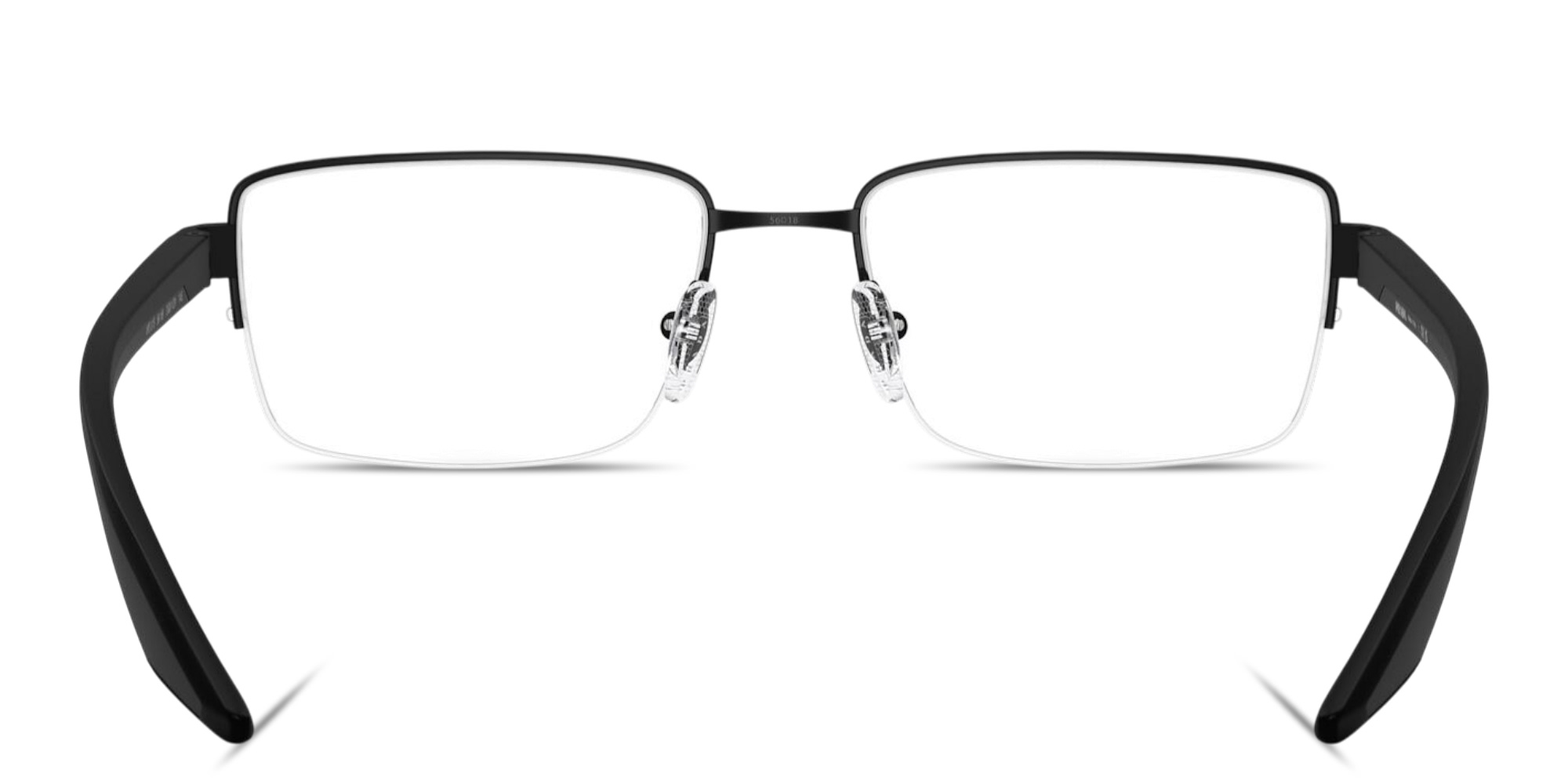 Shop Prada Linea Rossa Logo Signature Half-Rim Wide Pillow Eyeglasses in Matte Black online.