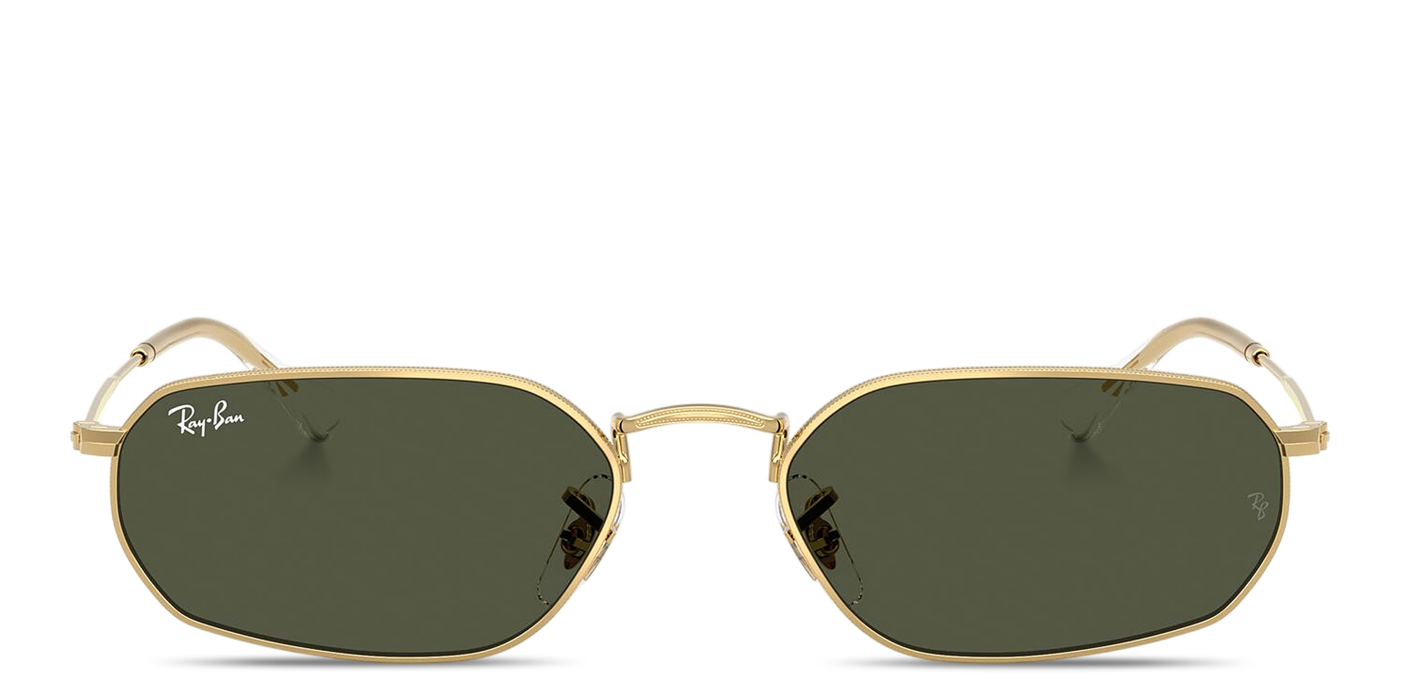 Shop Ray-Ban Logo Signature Unisex Irregular Sunglasses in Arista Gold online.
