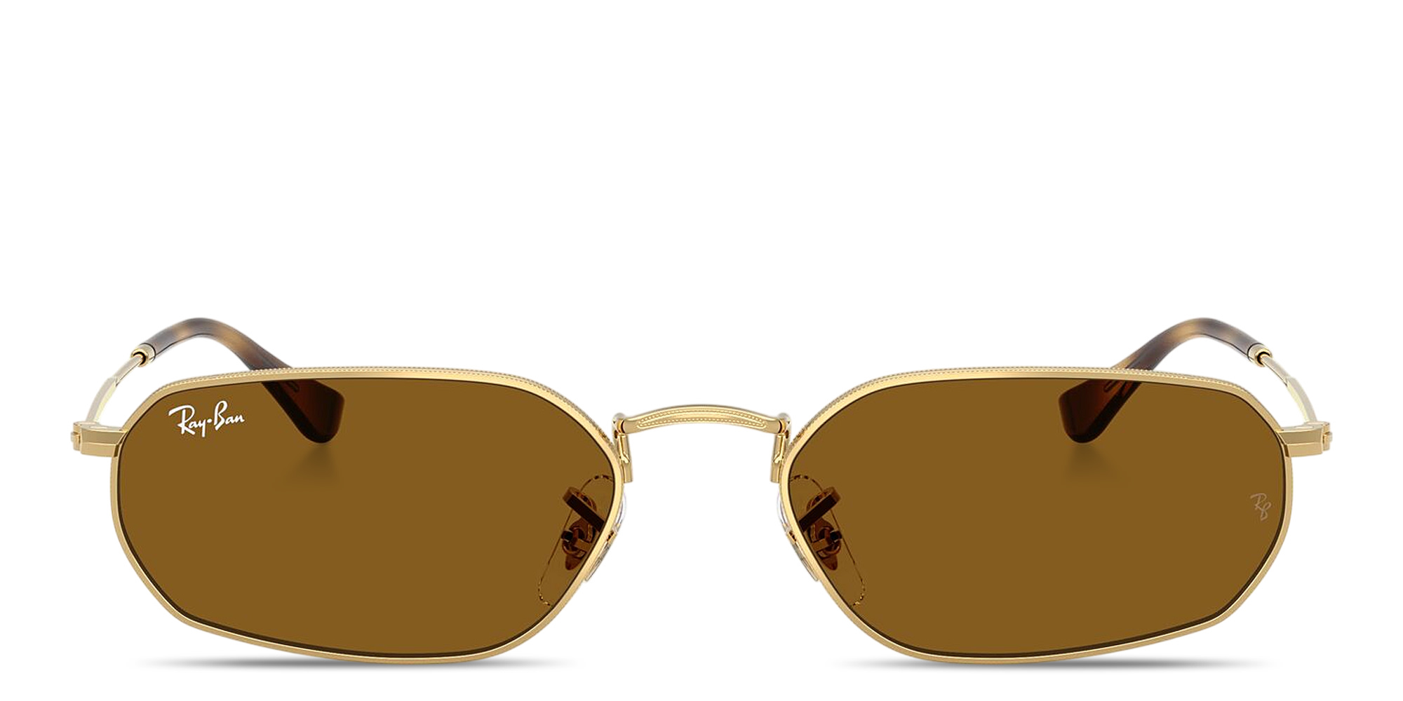 Shop Ray-Ban Logo Signature Unisex Irregular Sunglasses in Arista Gold online.