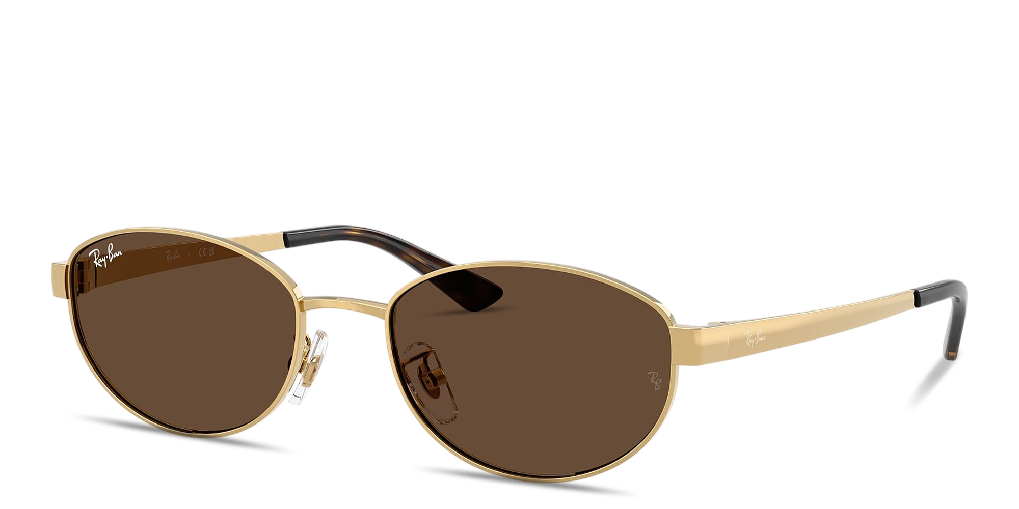 Shop Ray-Ban Engraved Logo Unisex Oval Sunglasses in Arista Gold online.