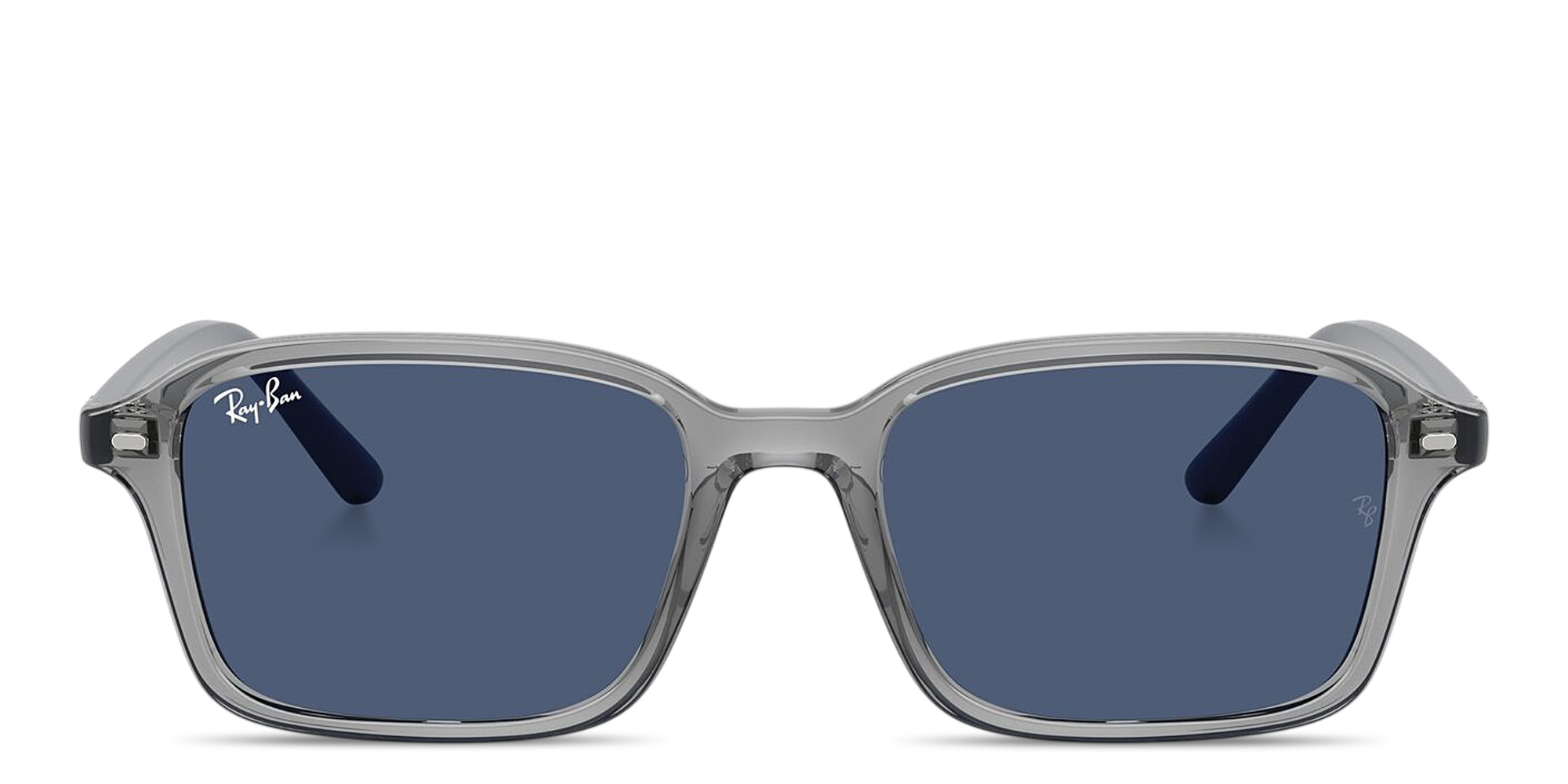 Shop Ray-Ban Embossed Logo Kids Square Sunglasses in Transparent Grey online.