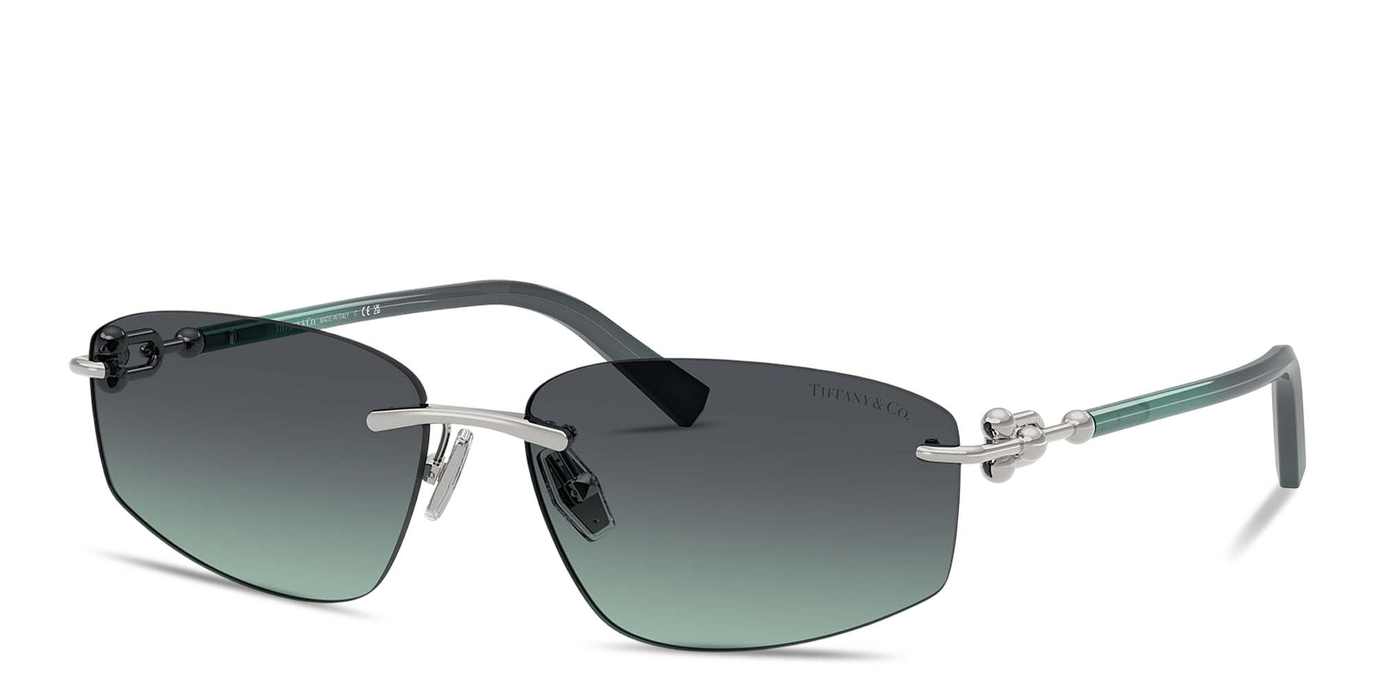 Shop TIFFANY Tiffany HardWear Unisex Rimless Irregular Sunglasses in Silver online.