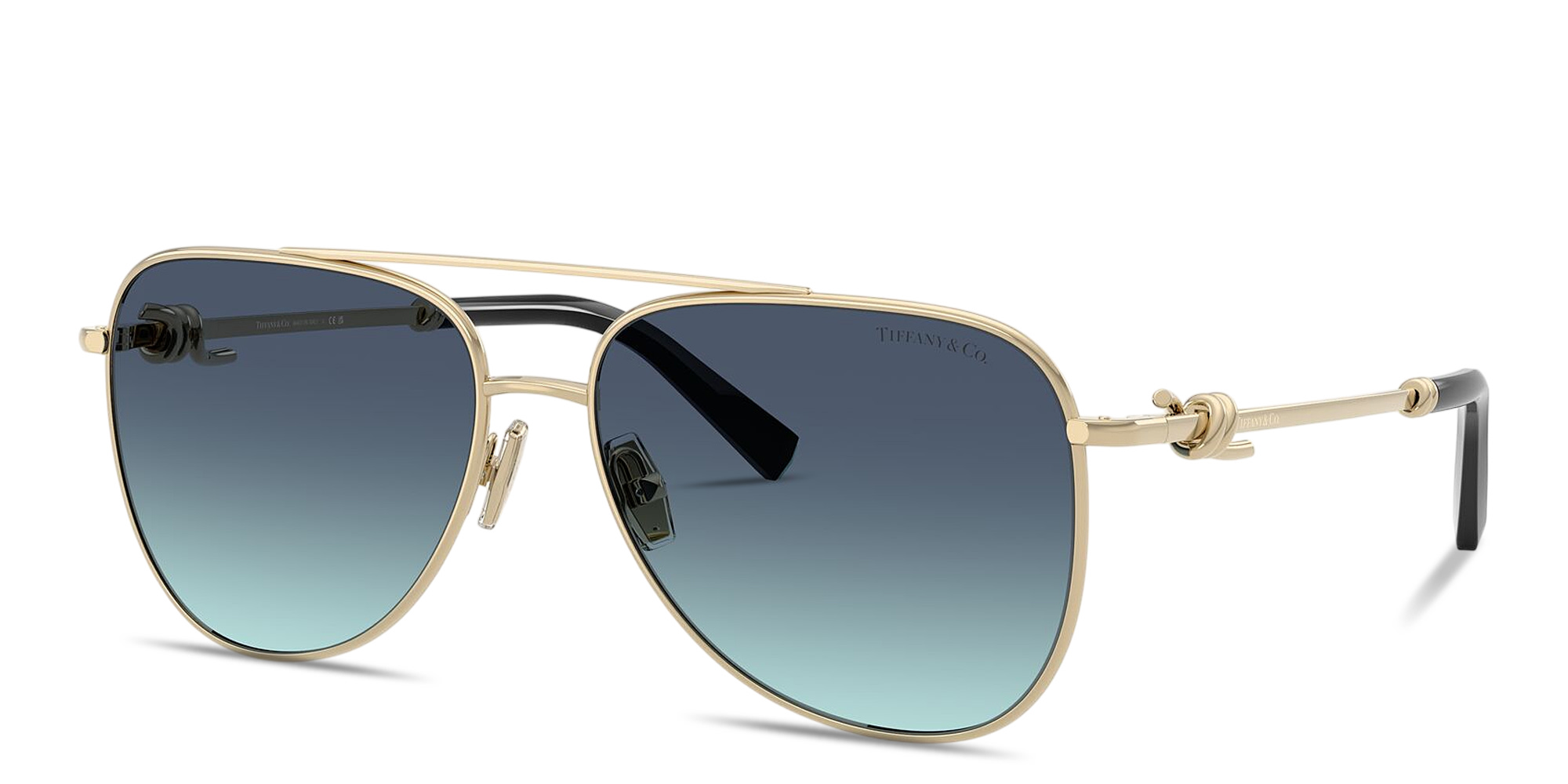 Shop TIFFANY Knot Pilot Sunglasses in Pale Gold online.