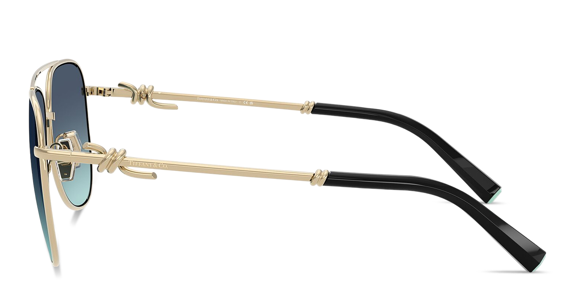 Shop TIFFANY Knot Pilot Sunglasses in Pale Gold online.