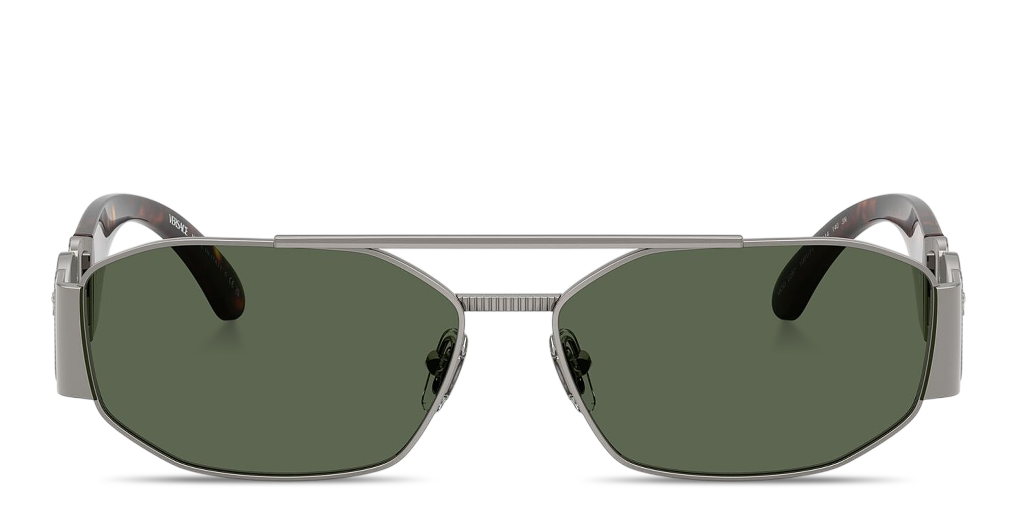 Shop VERSACE Medusa Irregular Sunglasses in Gunmetal online.