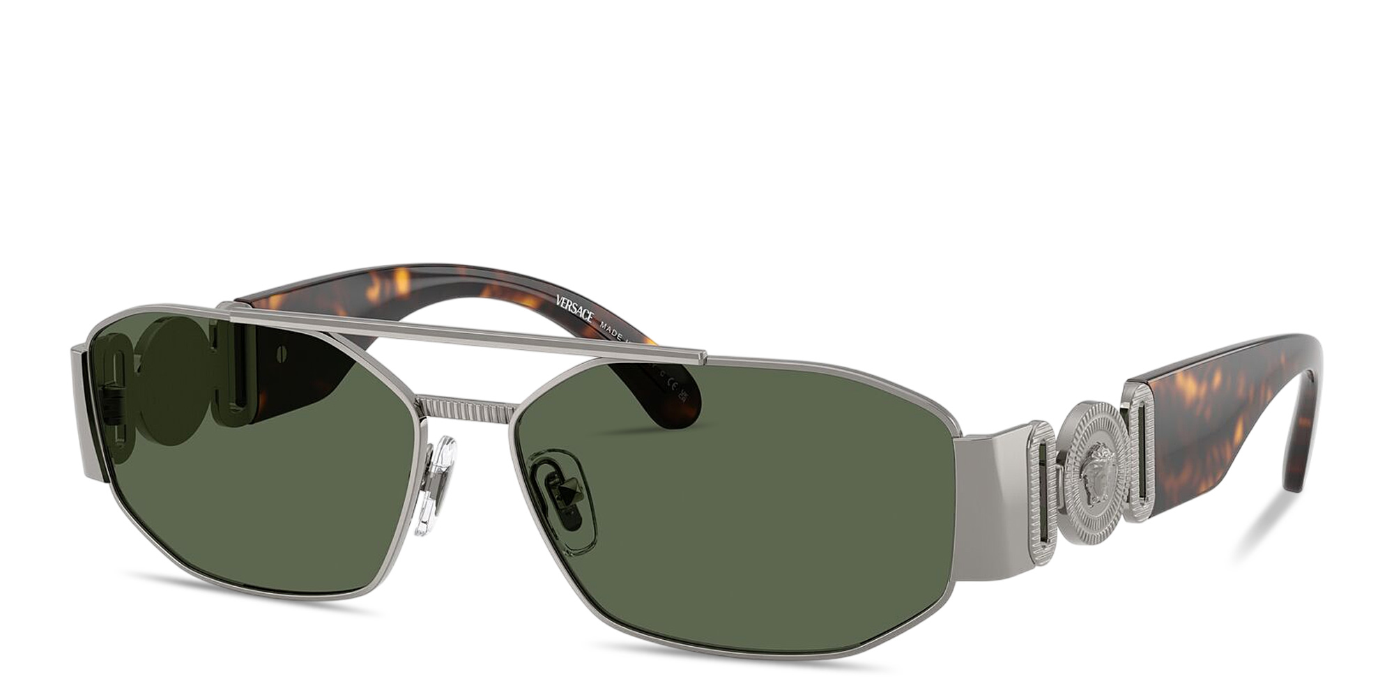 Shop VERSACE Medusa Irregular Sunglasses in Gunmetal online.