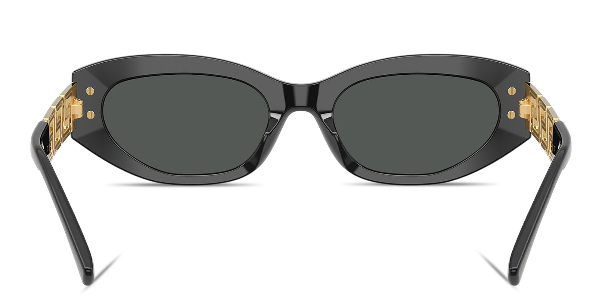 Shop VERSACE Greca Cat-Eye Sunglasses in Black online.