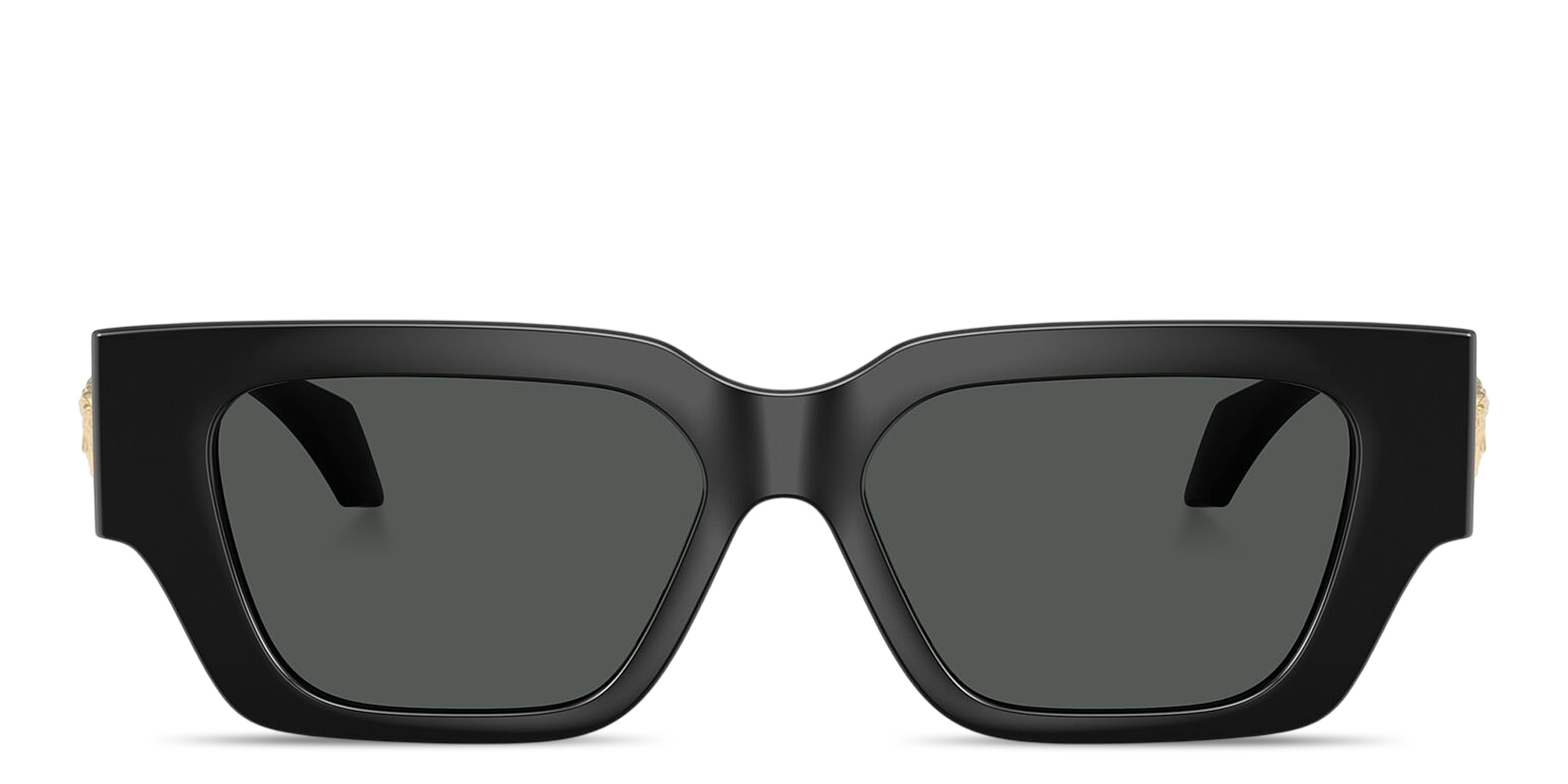 Shop VERSACE Medusa Square Sunglasses in Black online.