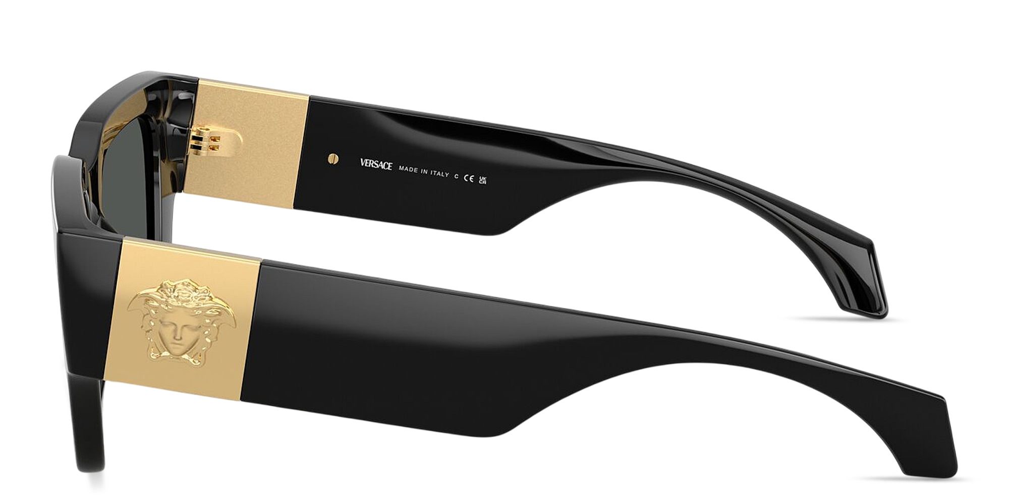 Shop VERSACE Medusa Square Sunglasses in Black online.