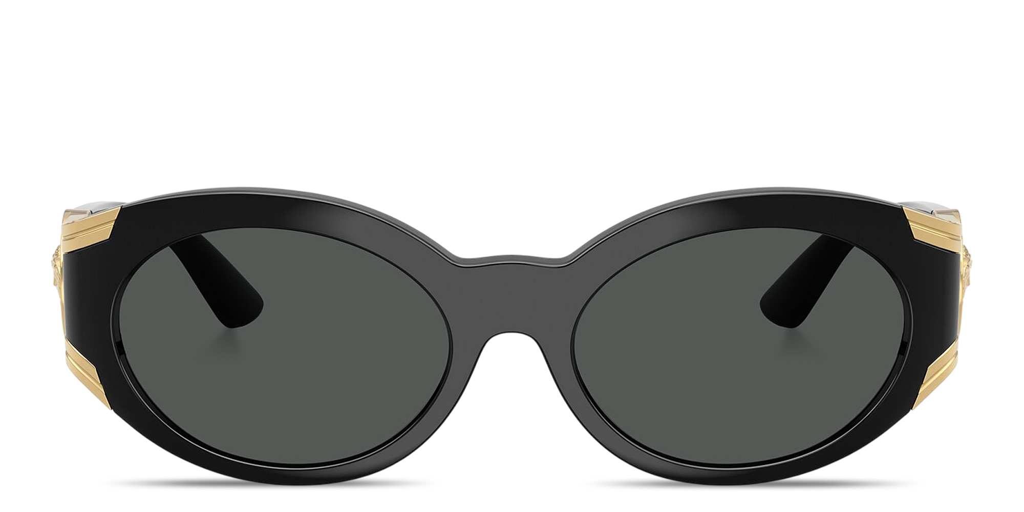 Shop VERSACE Medusa Oval Sunglasses in Black online.