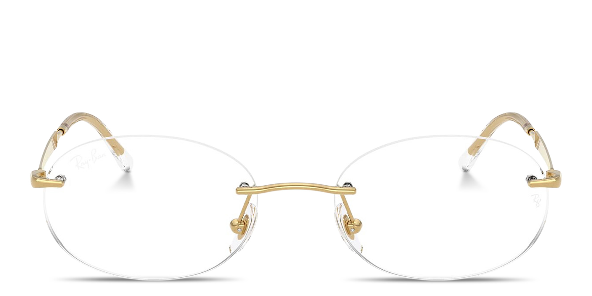 Shop Ray-Ban Optics Unisex Rimless Oval Eyeglasses in Arista Gold online.