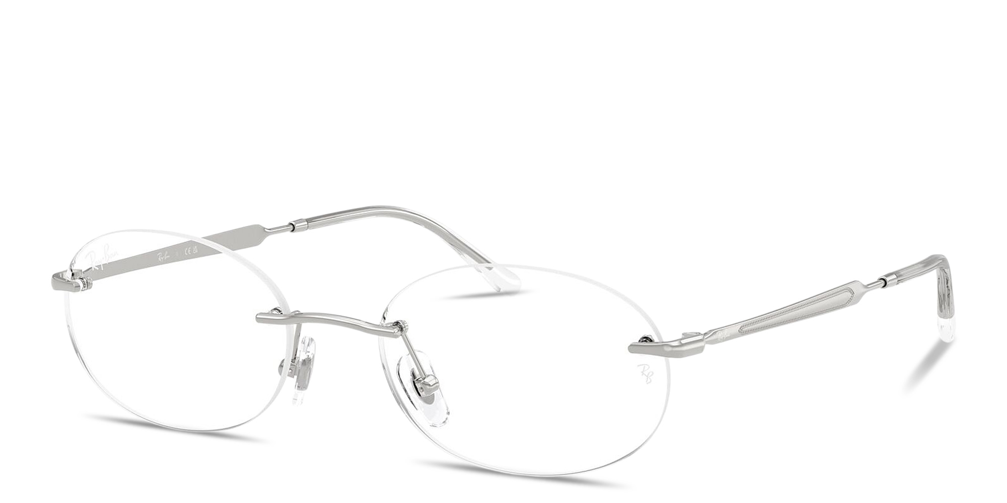 Shop Ray-Ban Optics Unisex Rimless Oval Eyeglasses in Silver online.