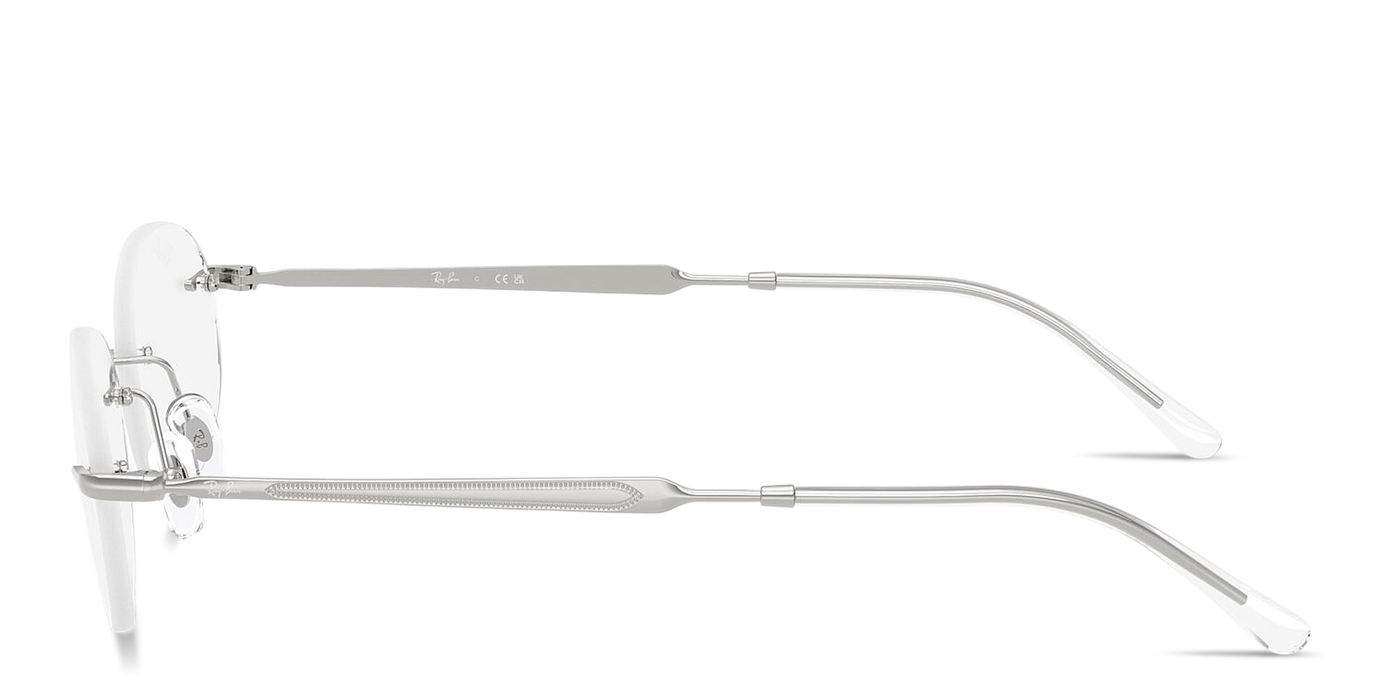 Shop Ray-Ban Optics Unisex Rimless Oval Eyeglasses in Silver online.