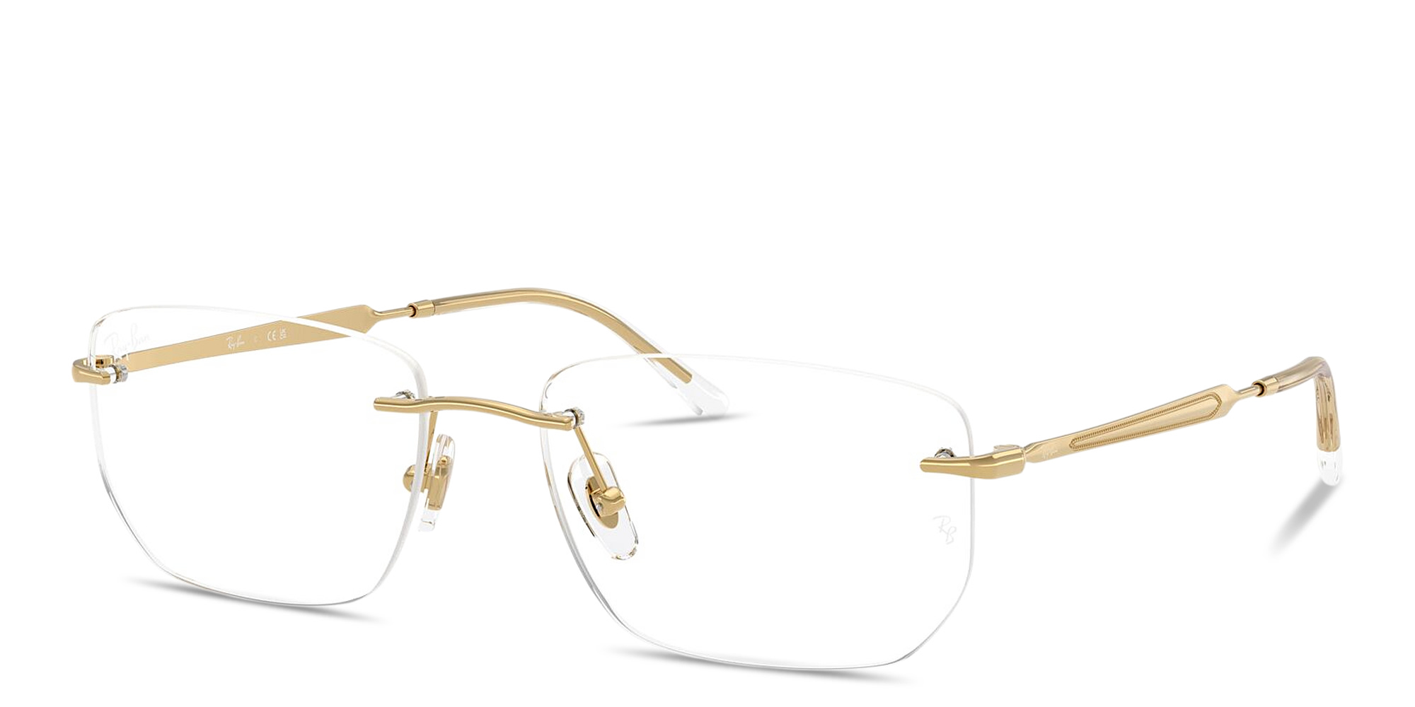 Shop Ray-Ban Optics Unisex Rimless Irregular Eyeglasses in Black online.