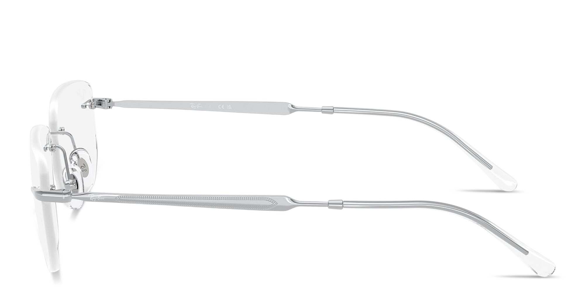 Shop Ray-Ban Optics Unisex Rimless Irregular Eyeglasses in Silver online.