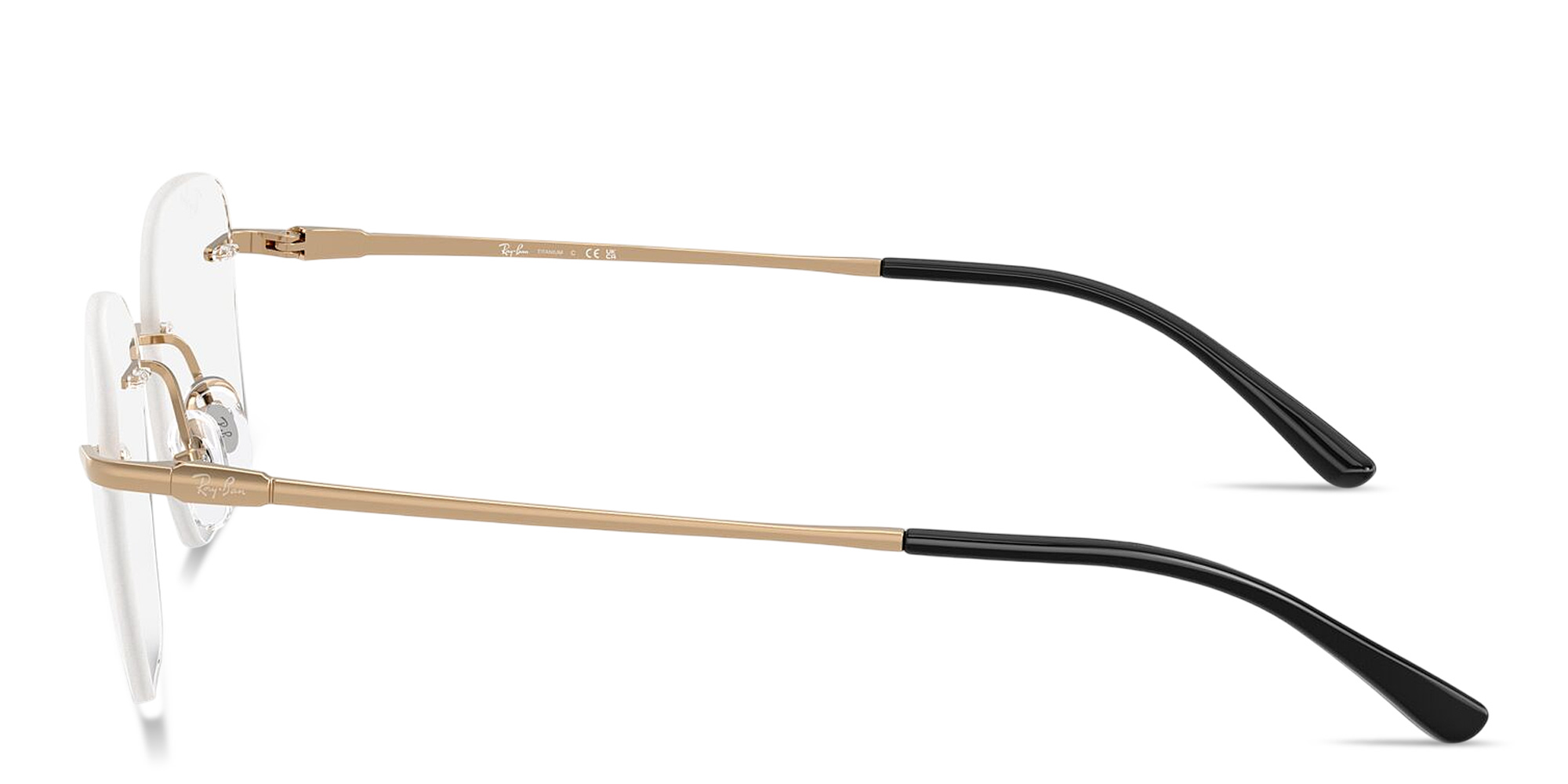 Shop Ray-Ban Titanium Optics Unisex Rimless Square Eyeglasses in Rose Gold online.