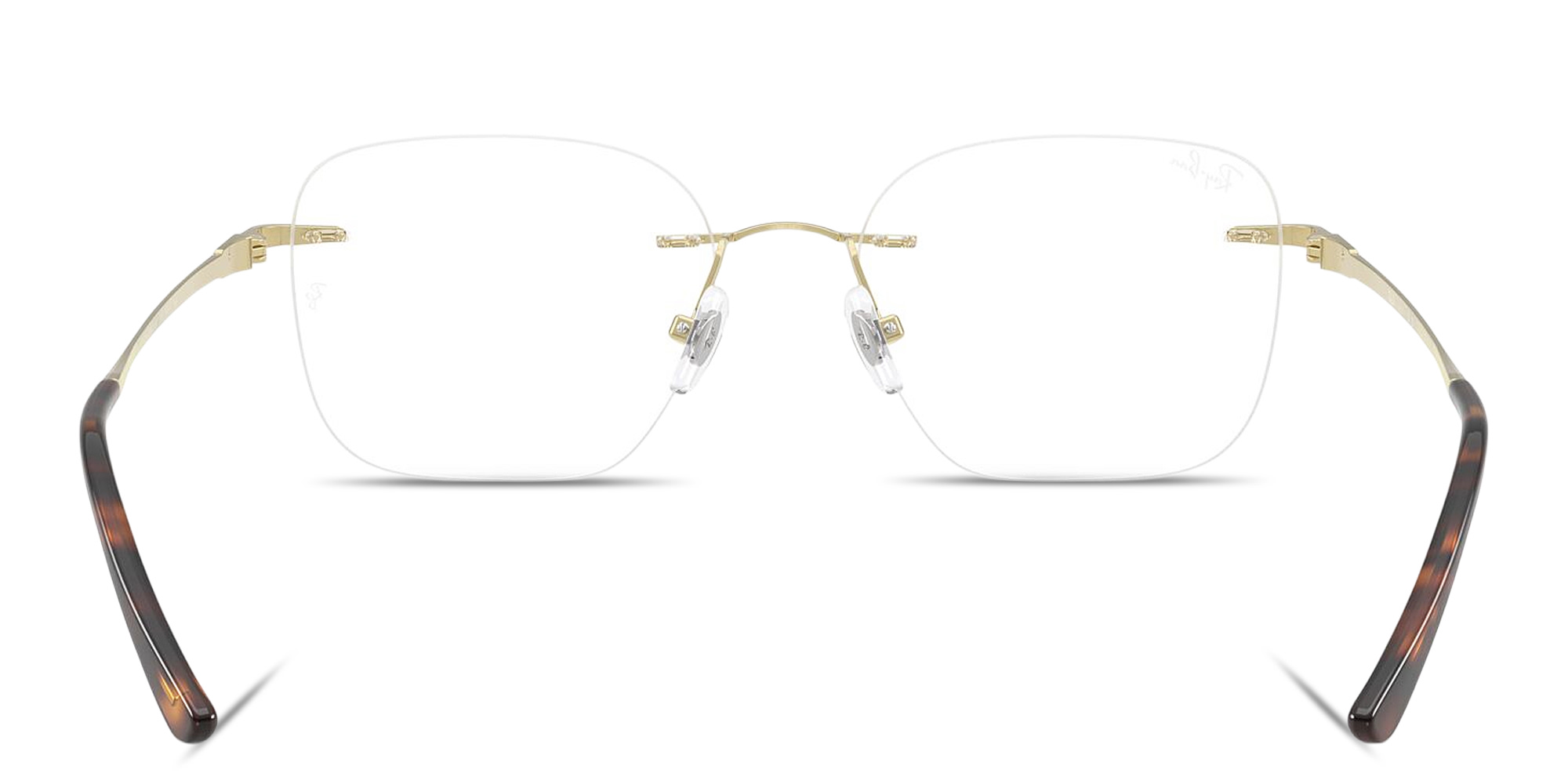 تسوق نظارات طبية تيتانيوم أوبتيكس مربّعة بدون إطار للجنسين راي بان بلون ذهبي فاتح أونلاين.