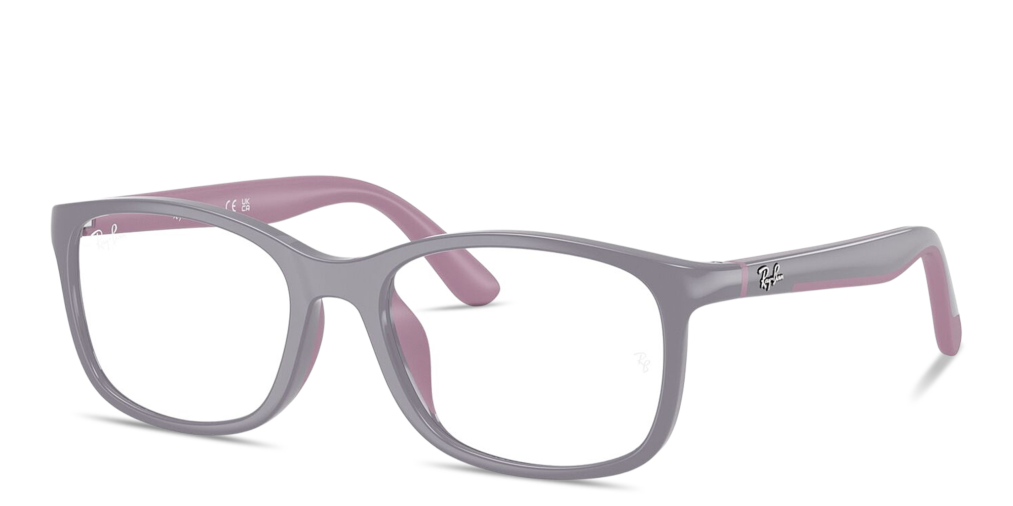 Shop Ray-Ban Optics Kids Bio-Based Pillow Eyeglasses in Purple On Rubber Pink online.