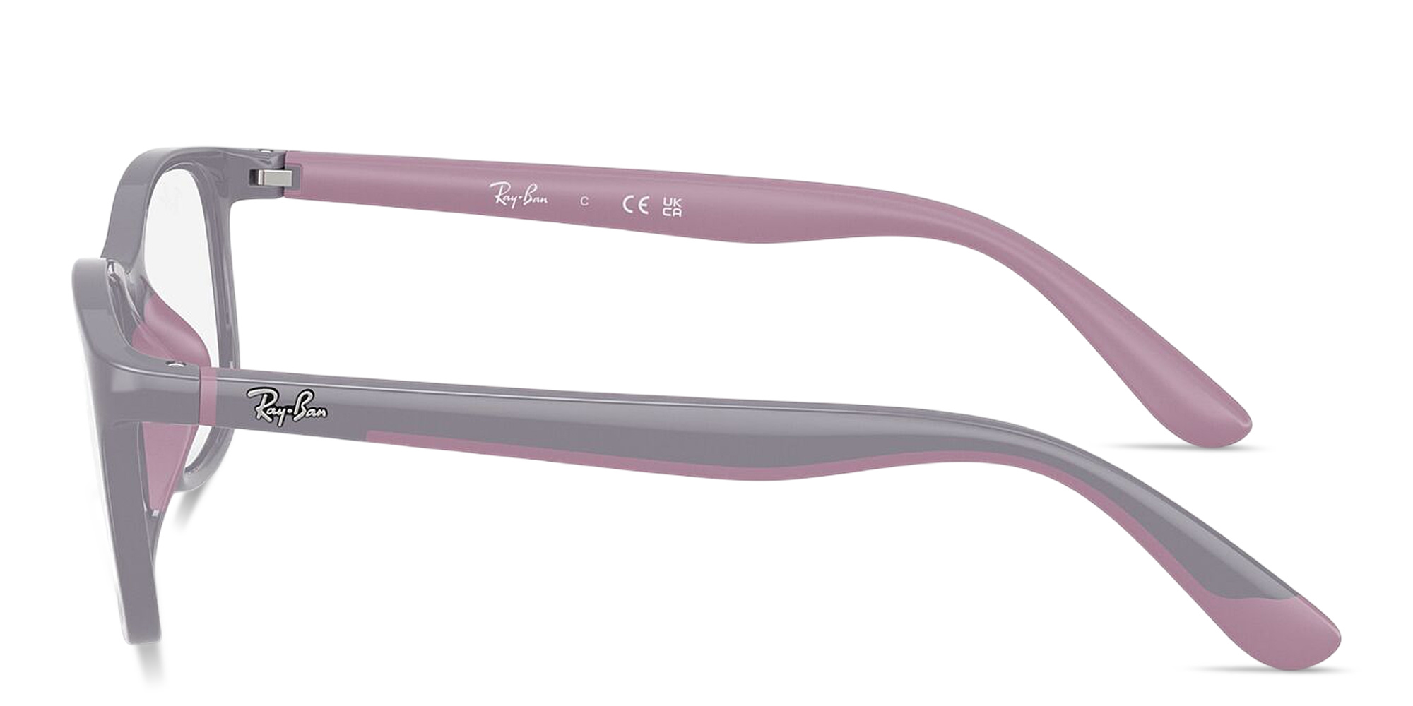 Shop Ray-Ban Optics Kids Bio-Based Pillow Eyeglasses in Purple On Rubber Pink online.