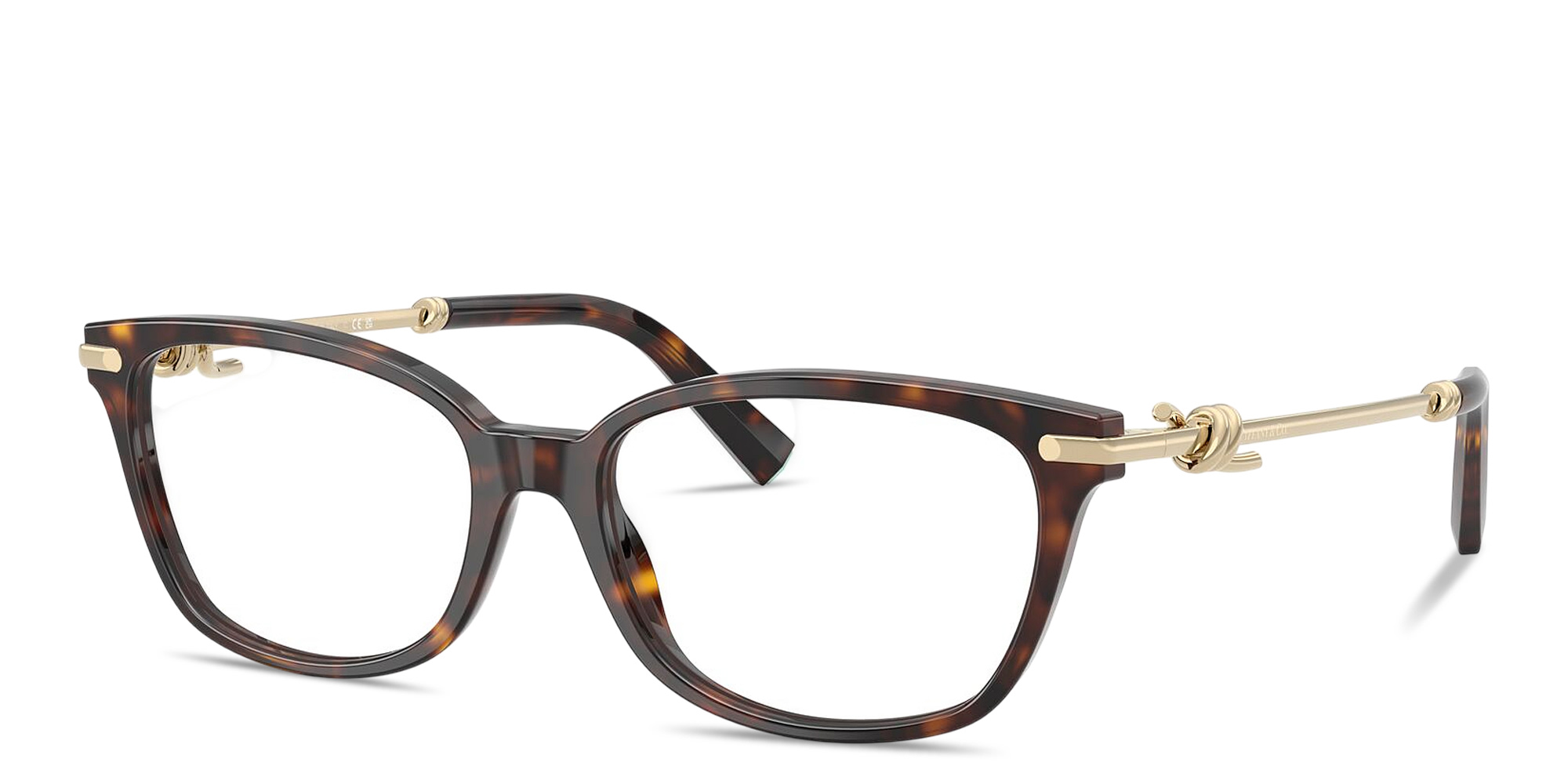 Shop TIFFANY Knot Pillow Eyeglasses in Havana online.