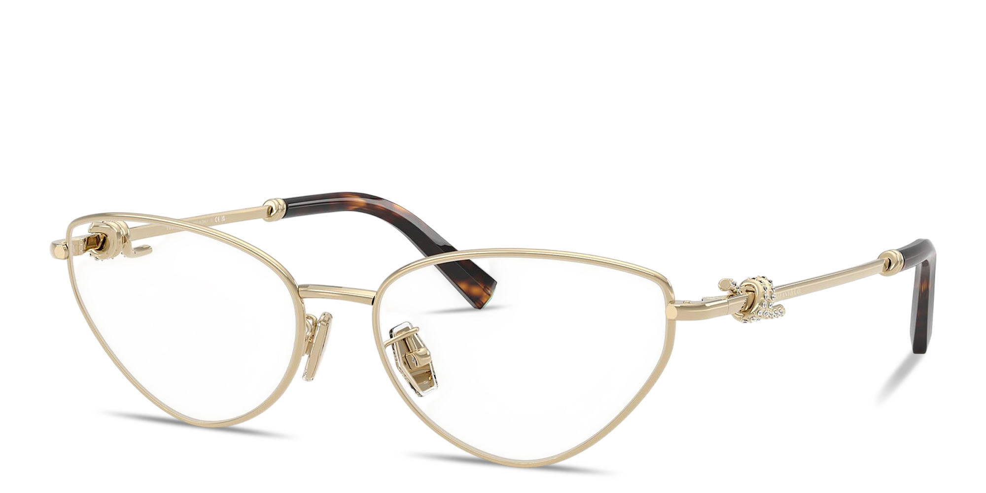 Shop TIFFANY Knot Wide Cat-Eye Eyeglasses in Pale Gold online.