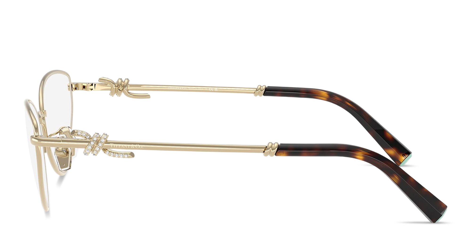 Shop TIFFANY Knot Wide Cat-Eye Eyeglasses in Pale Gold online.