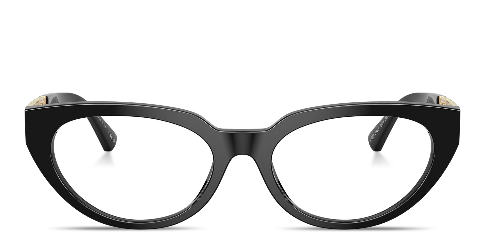 Shop VERSACE Greca Cat-Eye Eyeglasses in Black online.