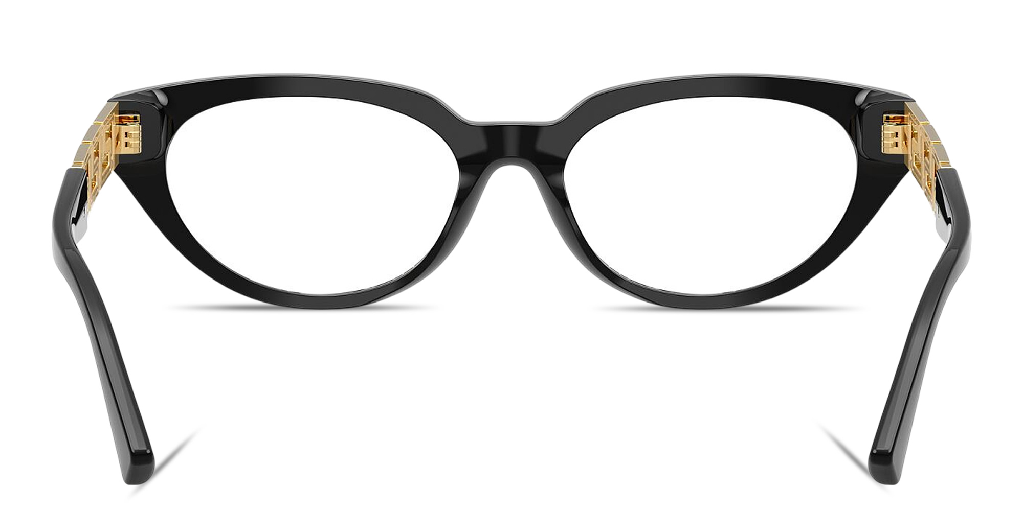 Shop VERSACE Greca Cat-Eye Eyeglasses in Black online.
