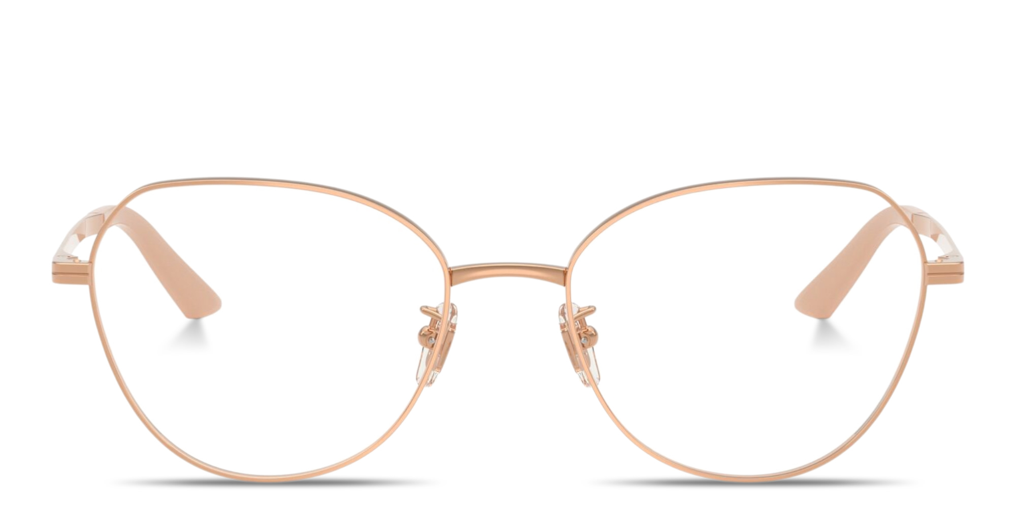 Shop VERSACE Engraved Logo Wide Panthos Eyeglasses in Rose Gold online.