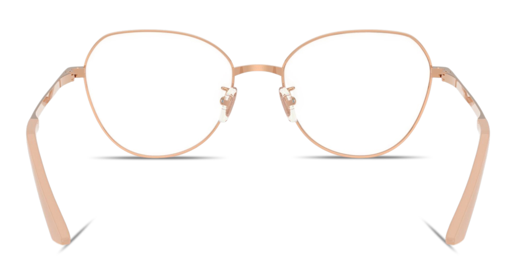 Shop VERSACE Engraved Logo Wide Panthos Eyeglasses in Rose Gold online.