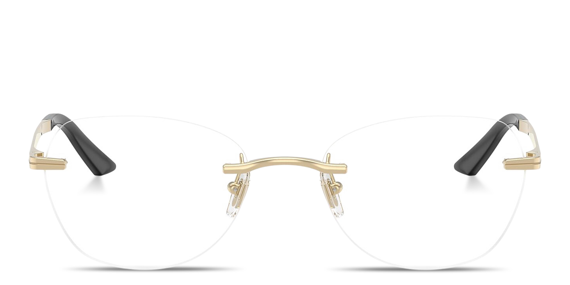Shop VERSACE Engraved Logo Wide Rimless Irregular Eyeglasses in Pale Gold online.