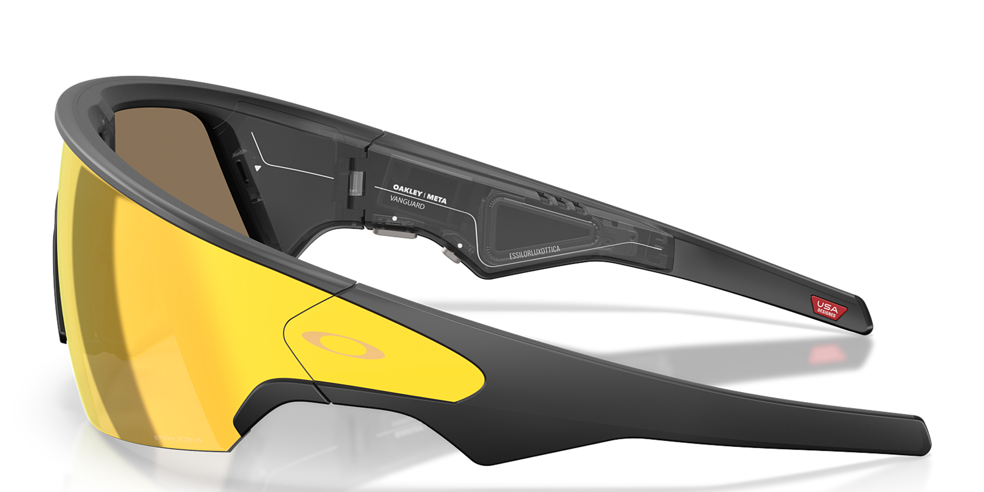 Shop Oakley Meta Vanguard Unisex Half-Rim Rectangle Sunglasses in Black online.