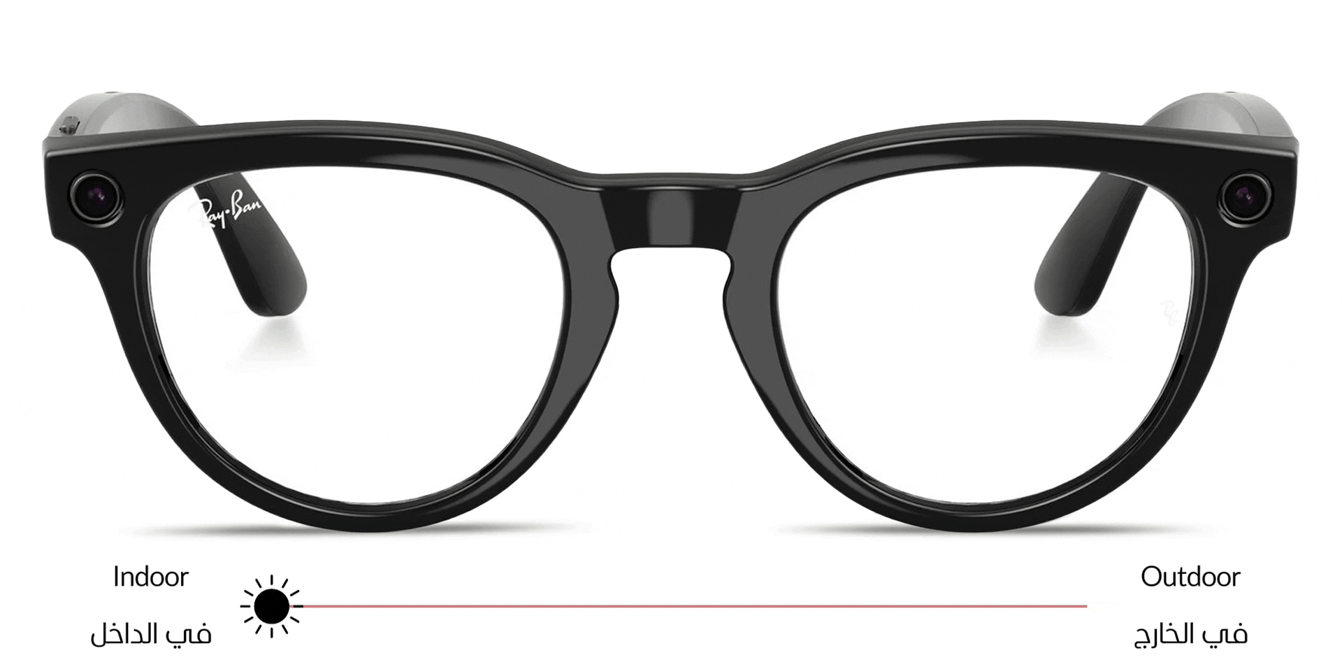 تسوق نظارات شمسية ميتا هيدلاينر ترانزشنز طراز بانتوس للجنسين راي بان بلون أسود لامع أونلاين.