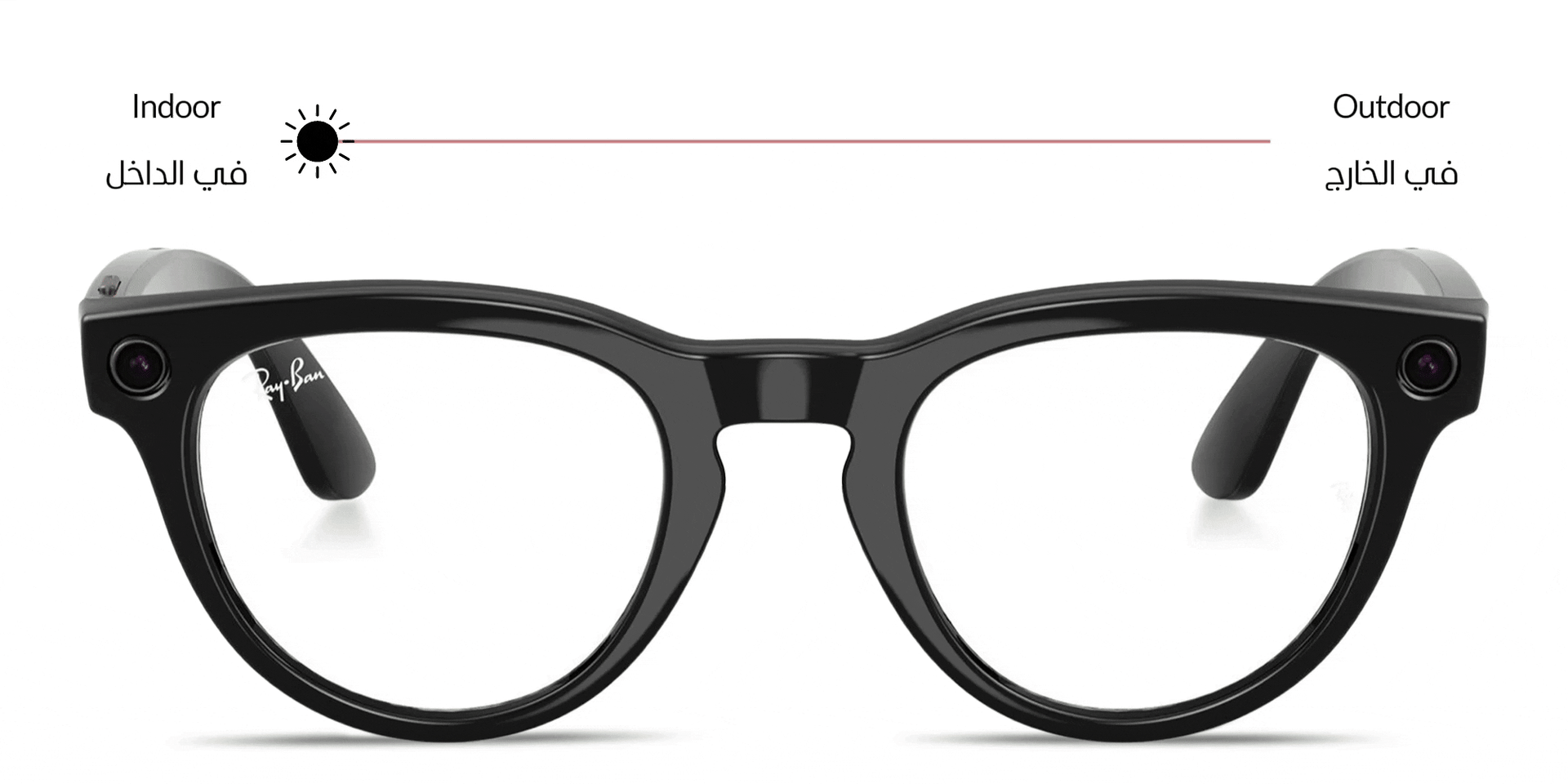 Shop Ray-Ban Meta Headliner Transitions® Unisex Panthos Sunglasses in Shiny Black online.