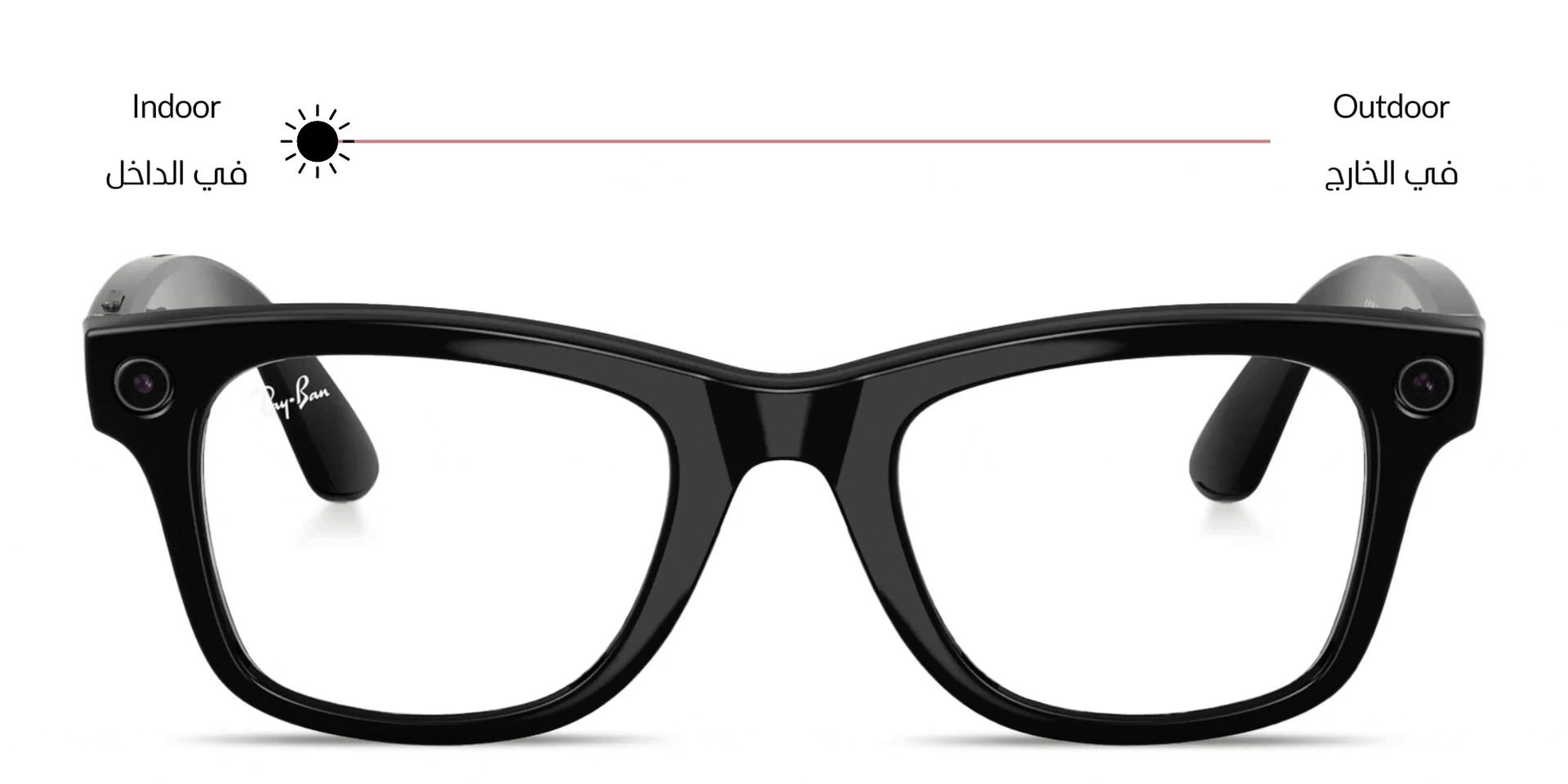 Shop Ray-Ban Meta Wayfarer Transitions® Unisex Square Sunglasses in Shiny Black online.