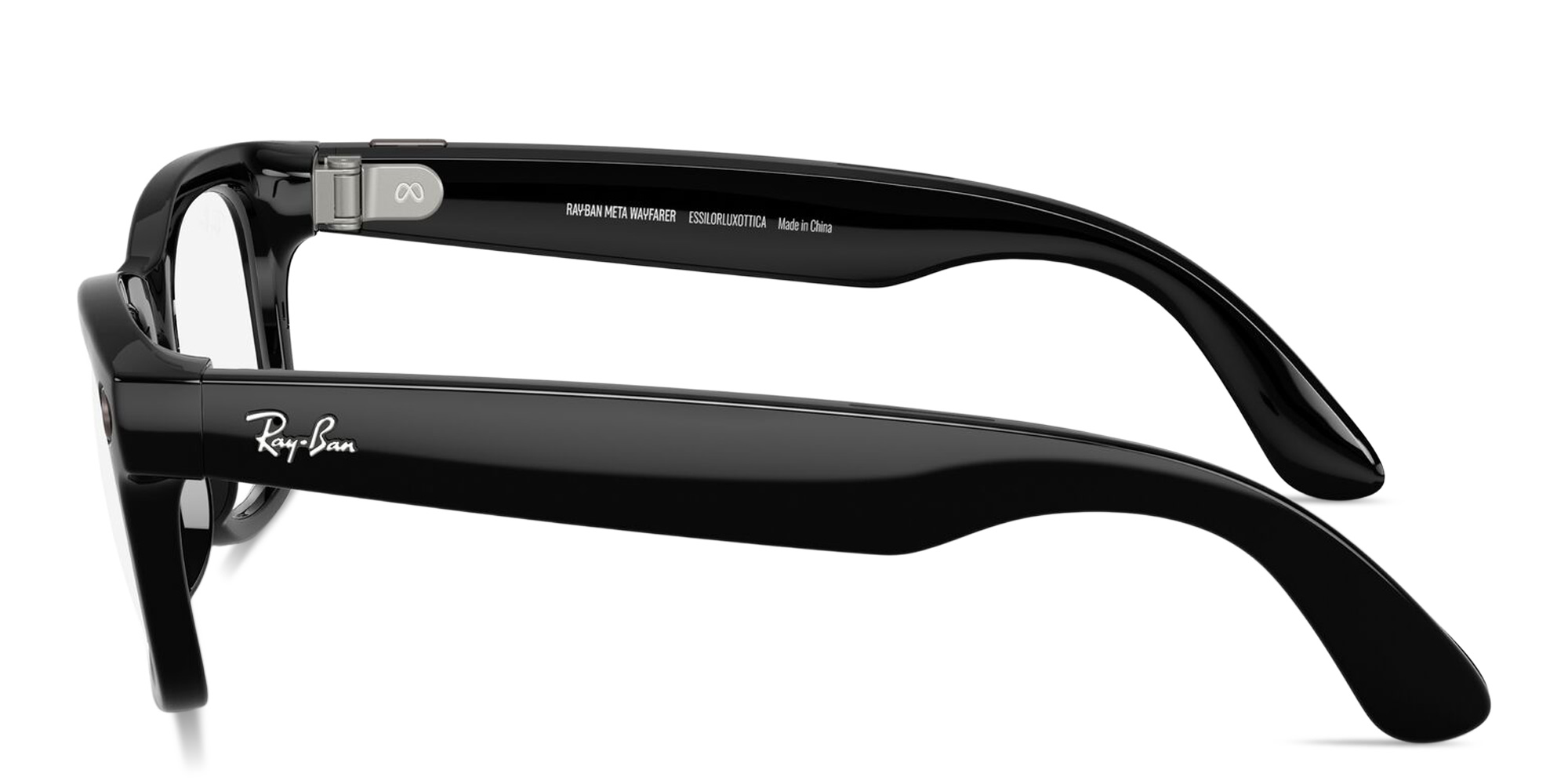 Shop Ray-Ban Meta Wayfarer Transitions® Unisex Square Sunglasses in Shiny Black online.